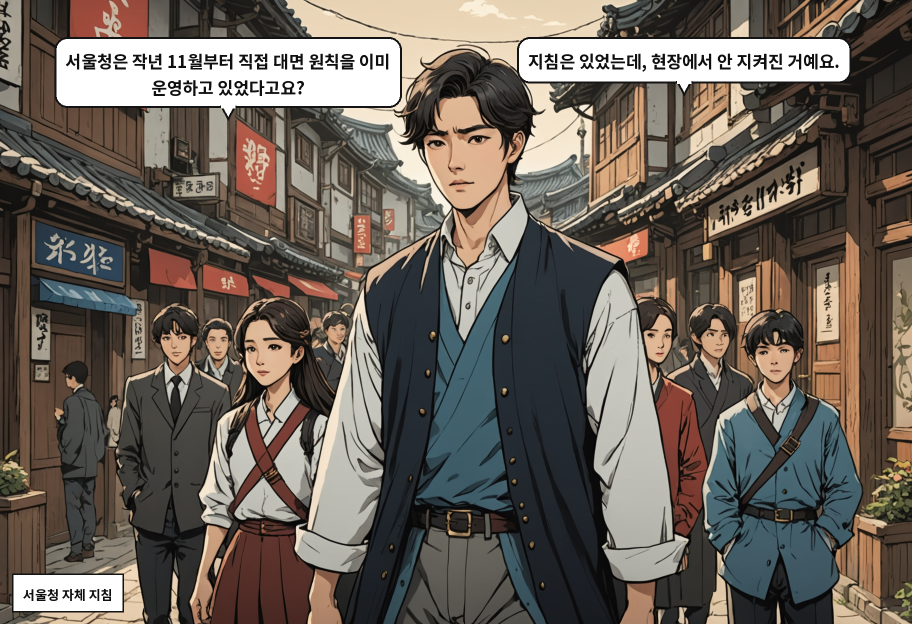 A: 서울청은 작년 11월부터 직접 대면 원칙을 이미 운영하고 있었다고요? B: 지침은 있었는데, 현장에서 안 지켜진 거예요.