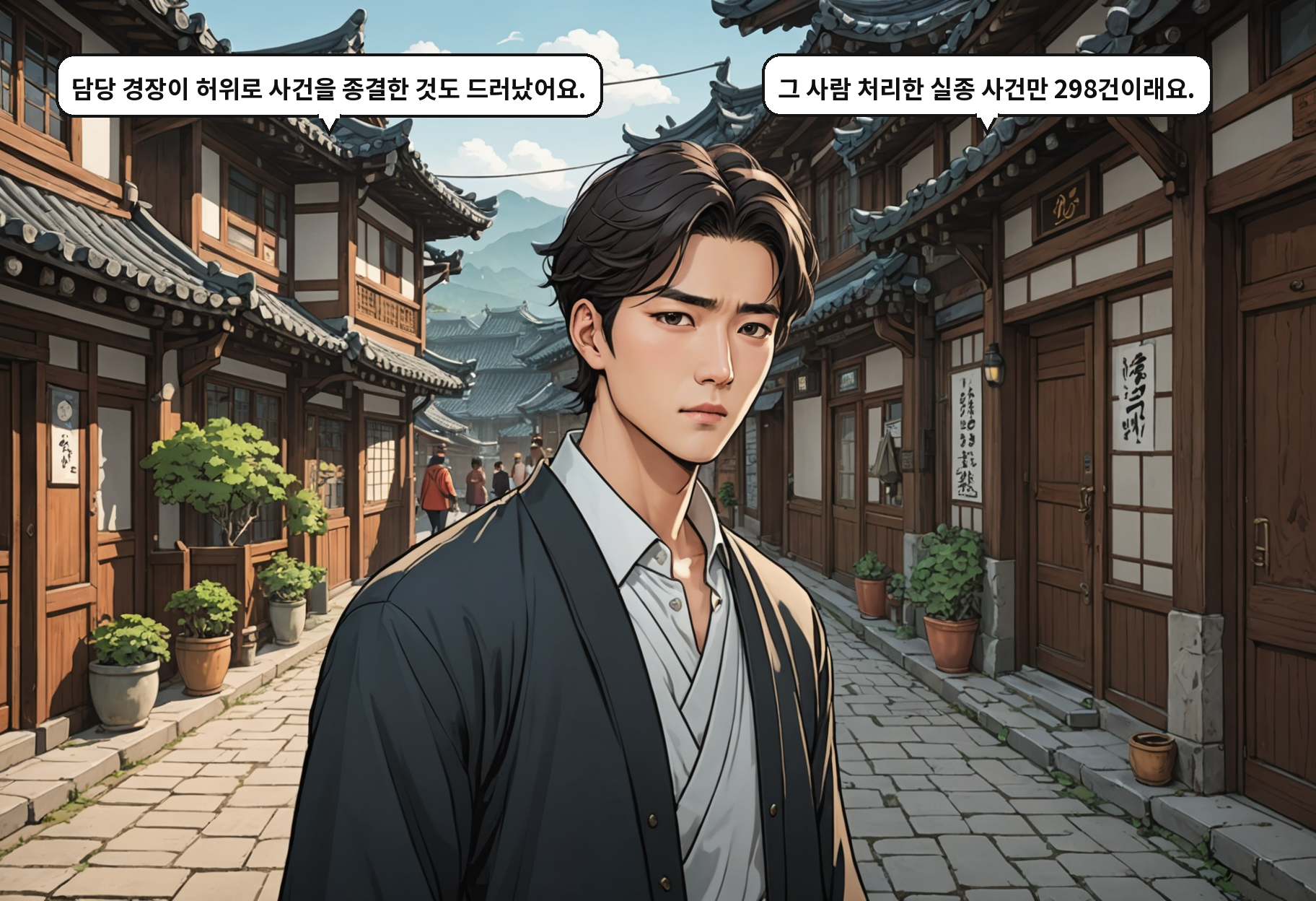 A: 담당 경장이 허위로 사건을 종결한 것도 드러났어요. B: 그 사람 처리한 실종 사건만 298건이래요.