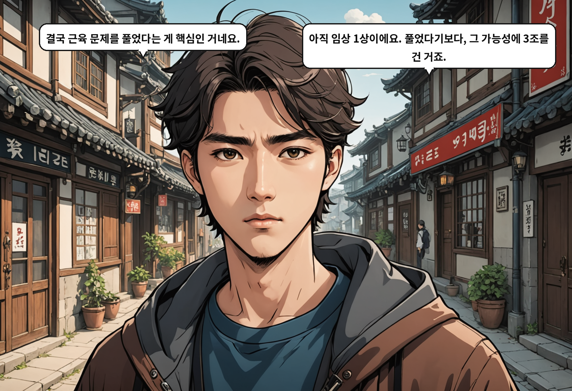 A: 결국 근육 문제를 풀었다는 게 핵심인 거네요. B: 아직 임상 1상이에요. 풀었다기보다, 그 가능성에 3조를 건 거죠.