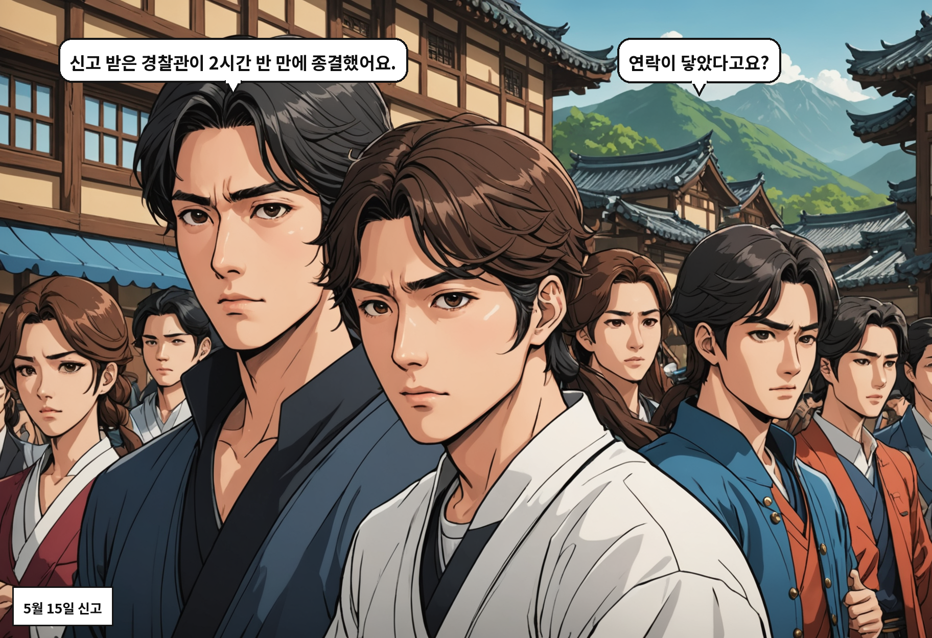 B: 신고 받은 경찰관이 2시간 반 만에 종결했어요. A: 연락이 닿았다고요?