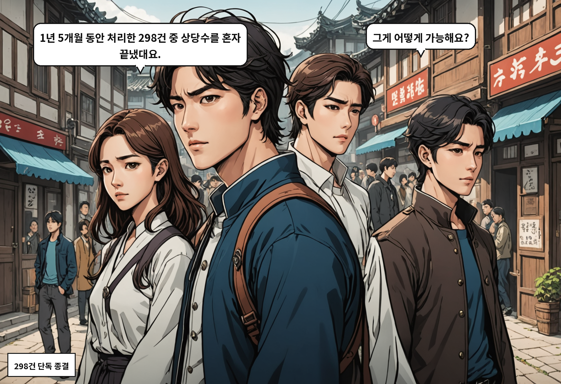 B: 1년 5개월 동안 처리한 298건 중 상당수를 혼자 끝냈대요. A: 그게 어떻게 가능해요?
