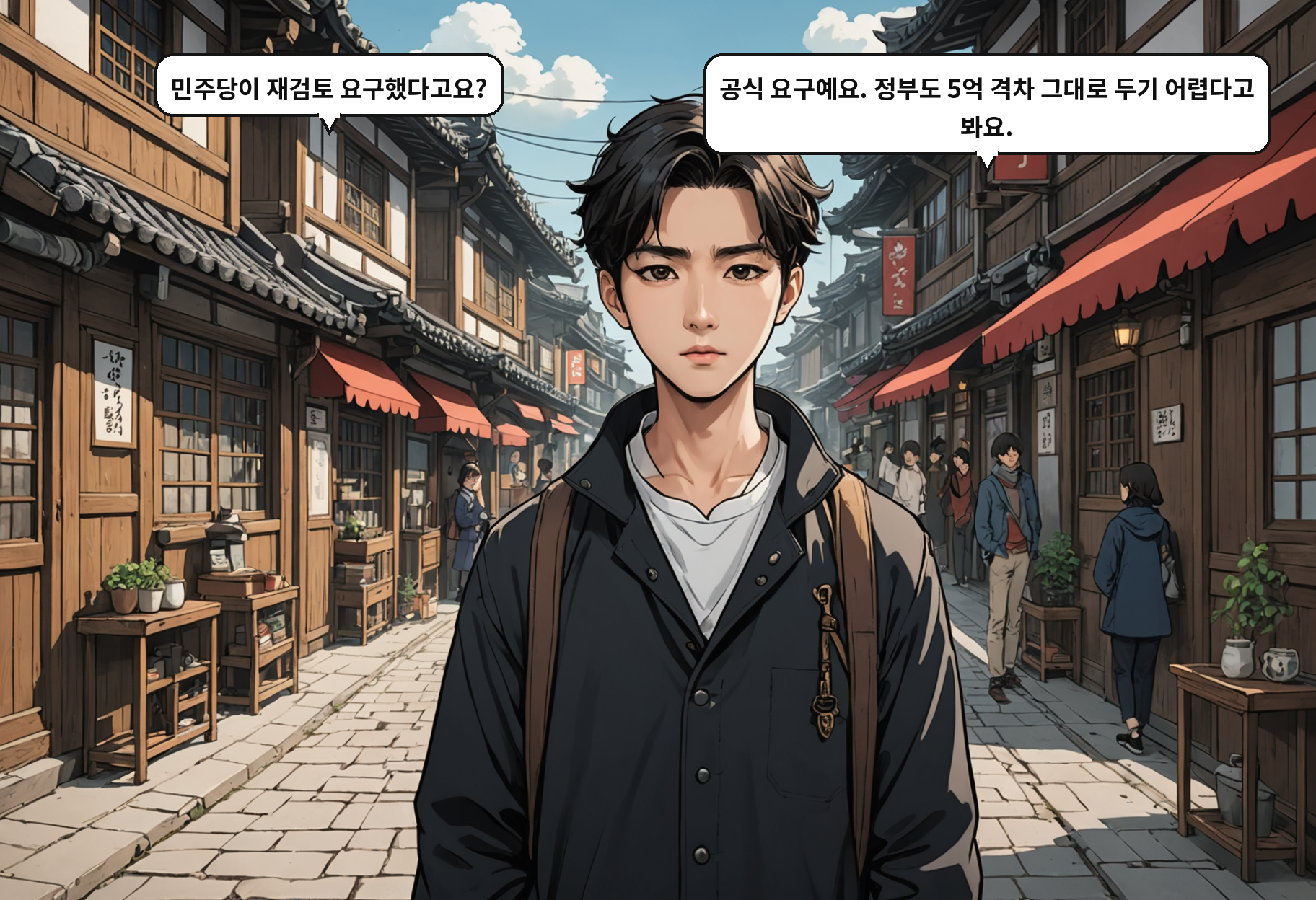 A: 민주당이 재검토 요구했다고요? B: 공식 요구예요. 정부도 5억 격차 그대로 두기 어렵다고 봐요.