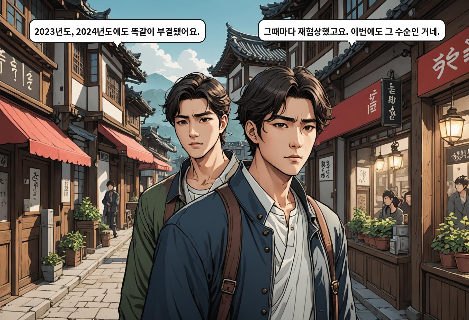 B: 2023년도, 2024년도에도 똑같이 부결됐어요. A: 그때마다 재협상했고요. 이번에도 그 수순인 거네.