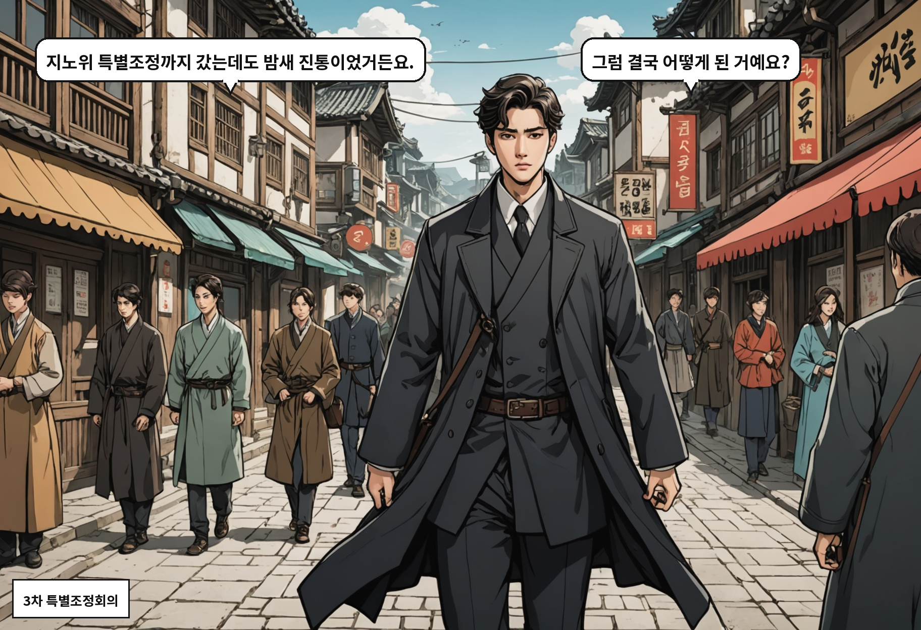 B: 지노위 특별조정까지 갔는데도 밤새 진통이었거든요. A: 그럼 결국 어떻게 된 거예요?