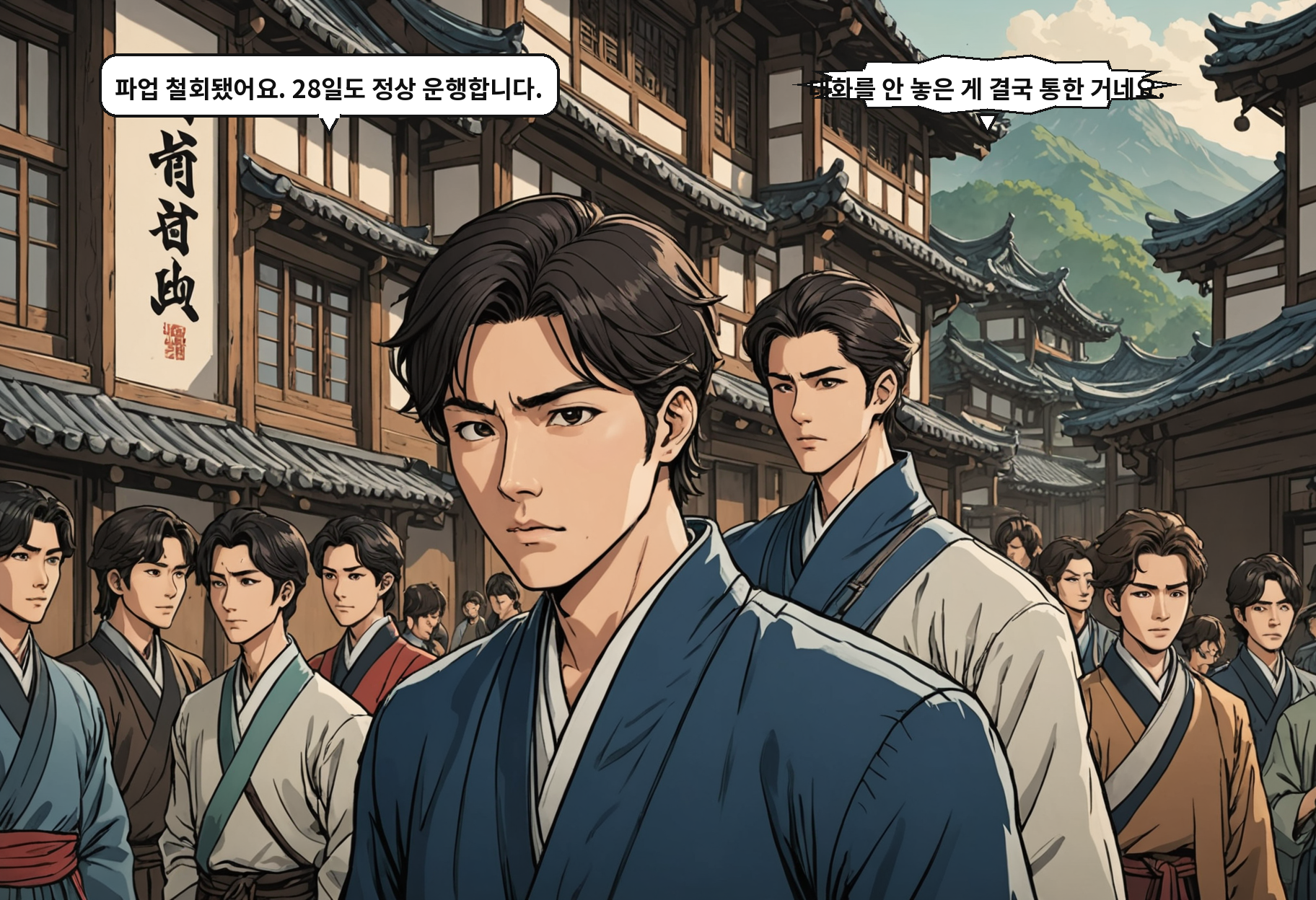 B: 파업 철회됐어요. 28일도 정상 운행합니다. A: 대화를 안 놓은 게 결국 통한 거네요.