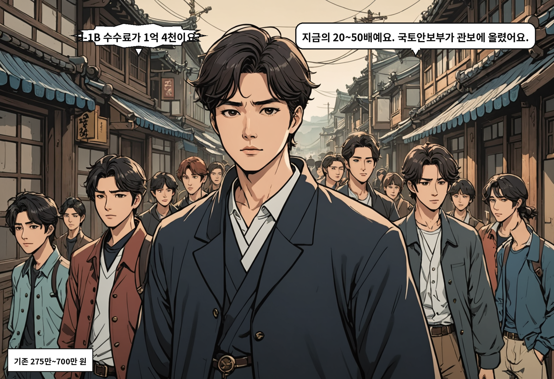 B: H-1B 수수료가 1억 4천이요? A: 지금의 20~50배예요. 국토안보부가 관보에 올렸어요.