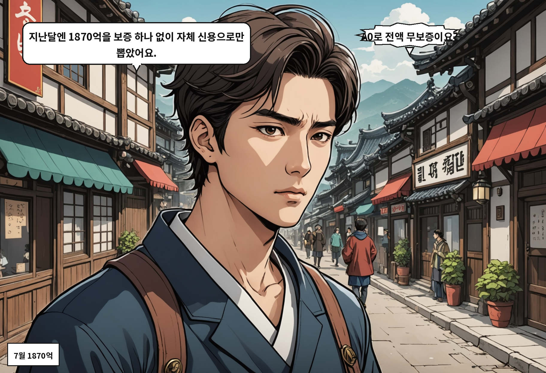 A: 지난달엔 1870억을 보증 하나 없이 자체 신용으로만 뽑았어요. B: A0로 전액 무보증이요?