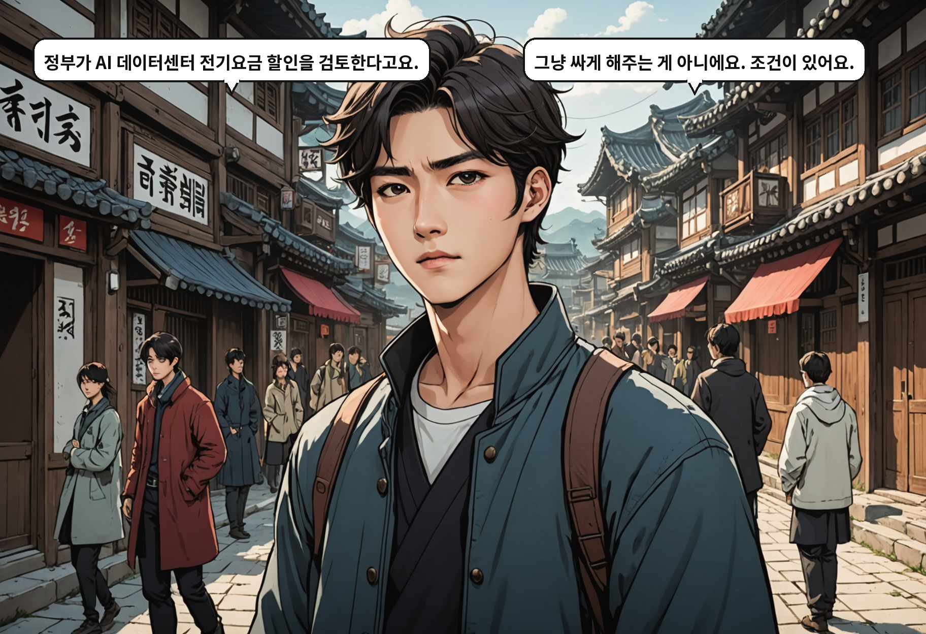 A: 정부가 AI 데이터센터 전기요금 할인을 검토한다고요. B: 그냥 싸게 해주는 게 아니에요. 조건이 있어요.