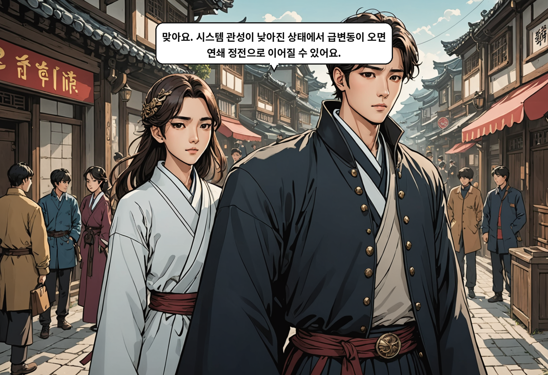B: 맞아요. 시스템 관성이 낮아진 상태에서 급변동이 오면 연쇄 정전으로 이어질 수 있어요.
