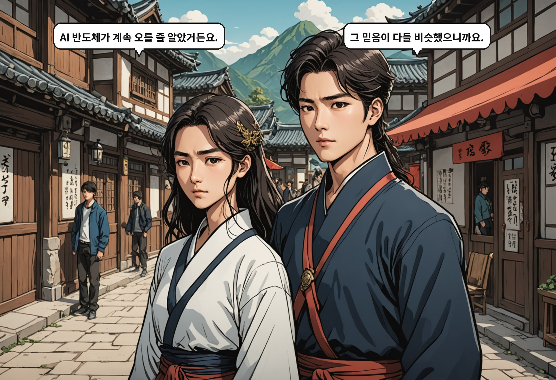 A: AI 반도체가 계속 오를 줄 알았거든요. B: 그 믿음이 다들 비슷했으니까요.