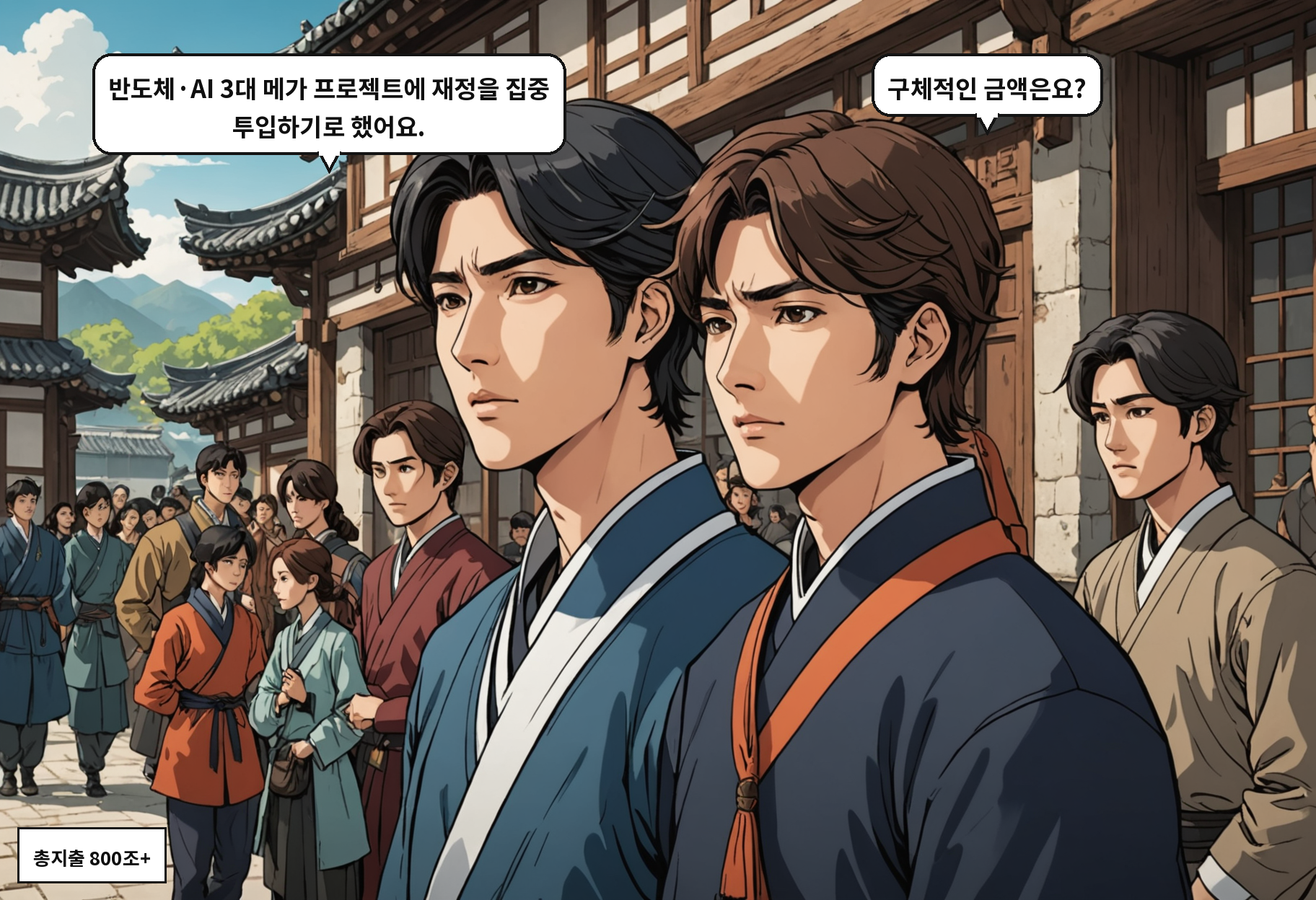 A: 반도체·AI 3대 메가 프로젝트에 재정을 집중 투입하기로 했어요. B: 구체적인 금액은요?