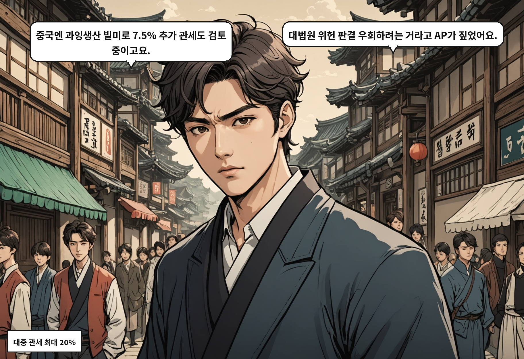 A: 중국엔 과잉생산 빌미로 7.5% 추가 관세도 검토 중이고요. B: 대법원 위헌 판결 우회하려는 거라고 AP가 짚었어요.