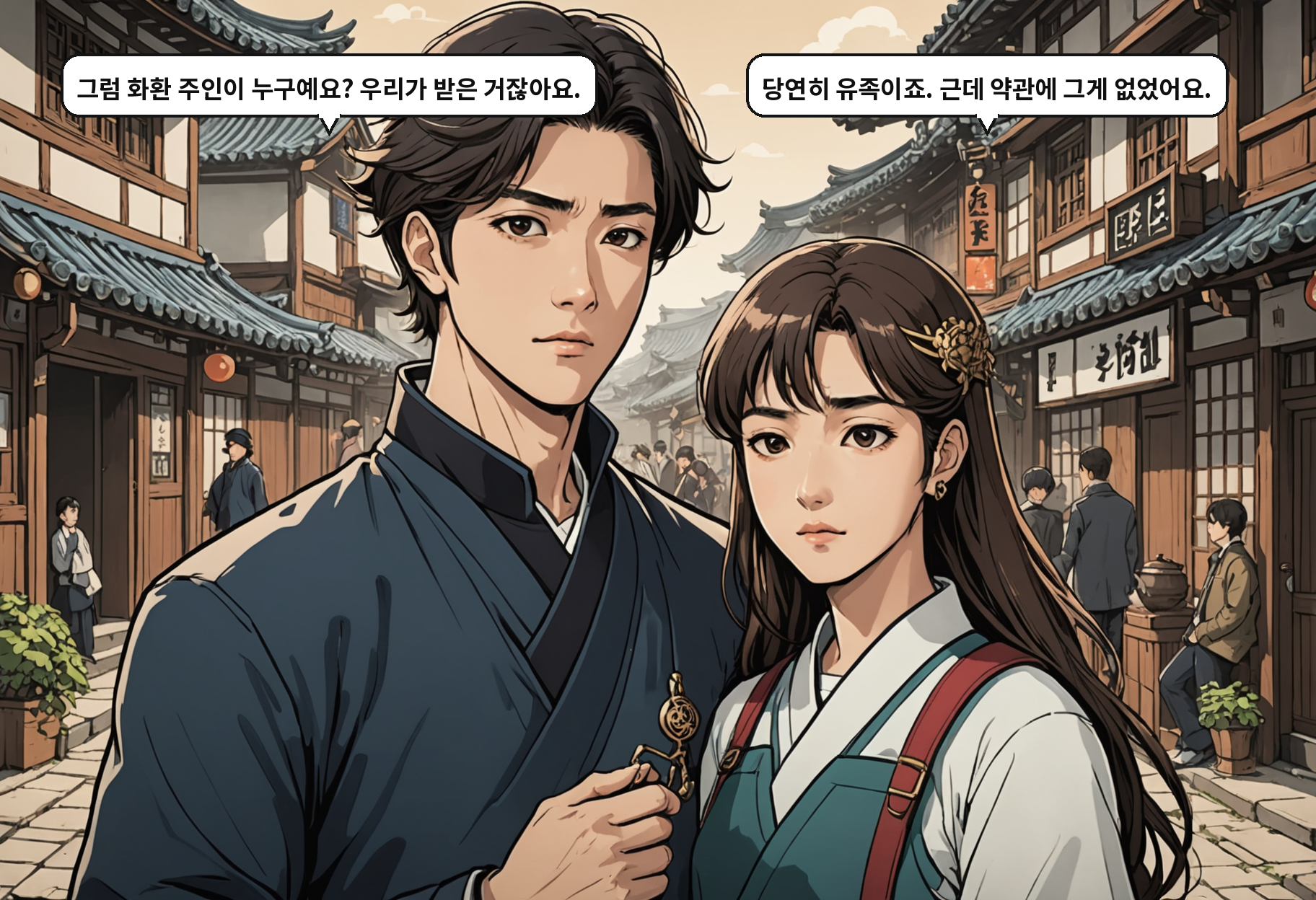 A: 그럼 화환 주인이 누구예요? 우리가 받은 거잖아요. B: 당연히 유족이죠. 근데 약관에 그게 없었어요.