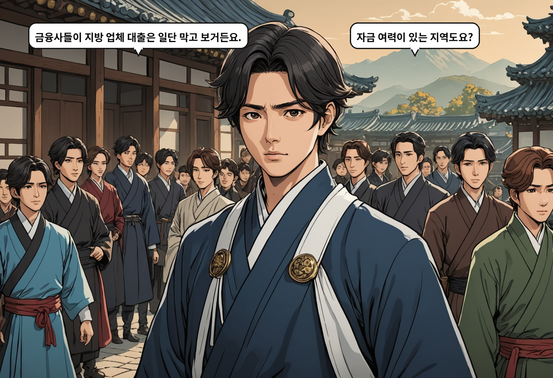 B: 금융사들이 지방 업체 대출은 일단 막고 보거든요. A: 자금 여력이 있는 지역도요?