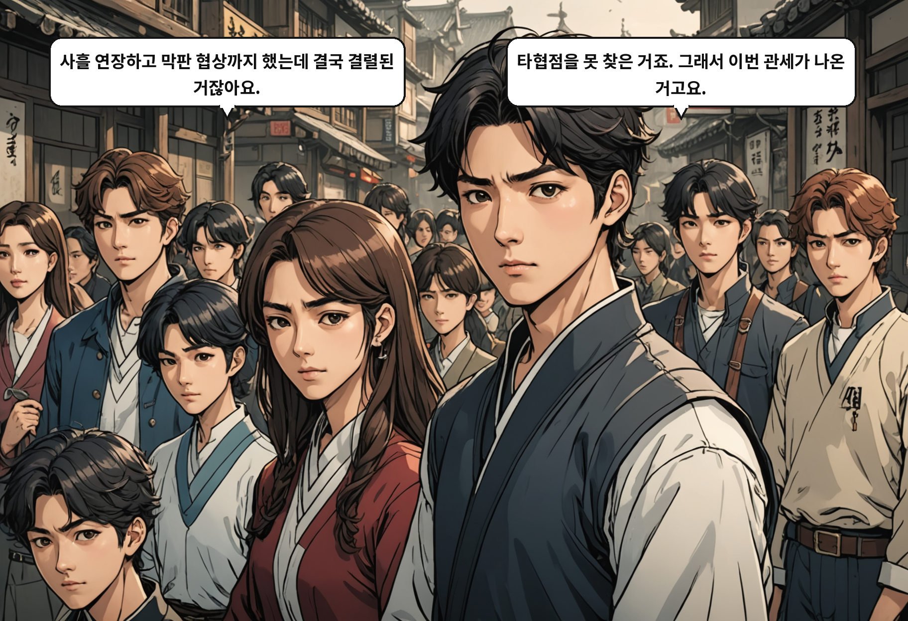 B: 사흘 연장하고 막판 협상까지 했는데 결국 결렬된 거잖아요. A: 타협점을 못 찾은 거죠. 그래서 이번 관세가 나온 거고요.