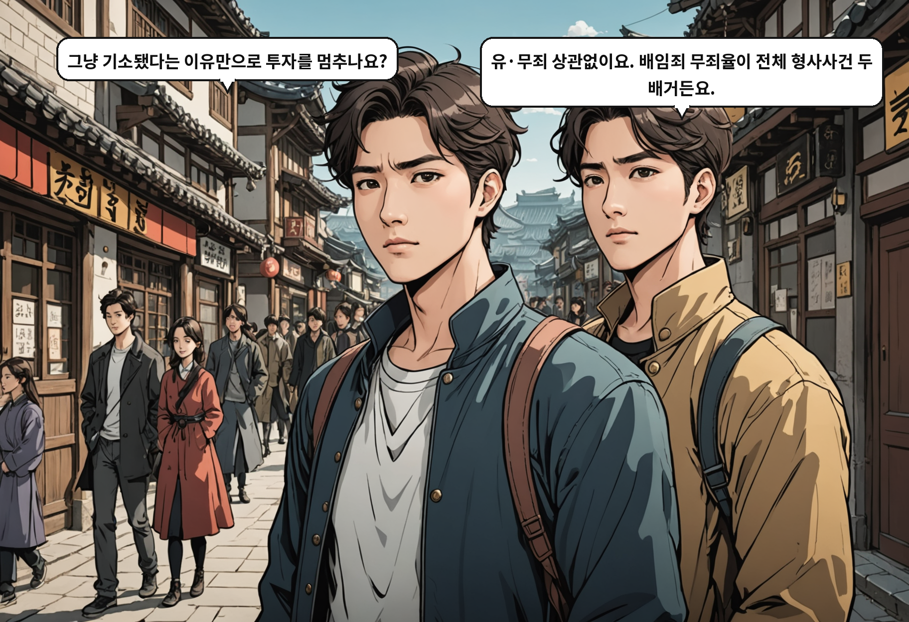B: 그냥 기소됐다는 이유만으로 투자를 멈추나요? A: 유·무죄 상관없이요. 배임죄 무죄율이 전체 형사사건 두 배거든요.