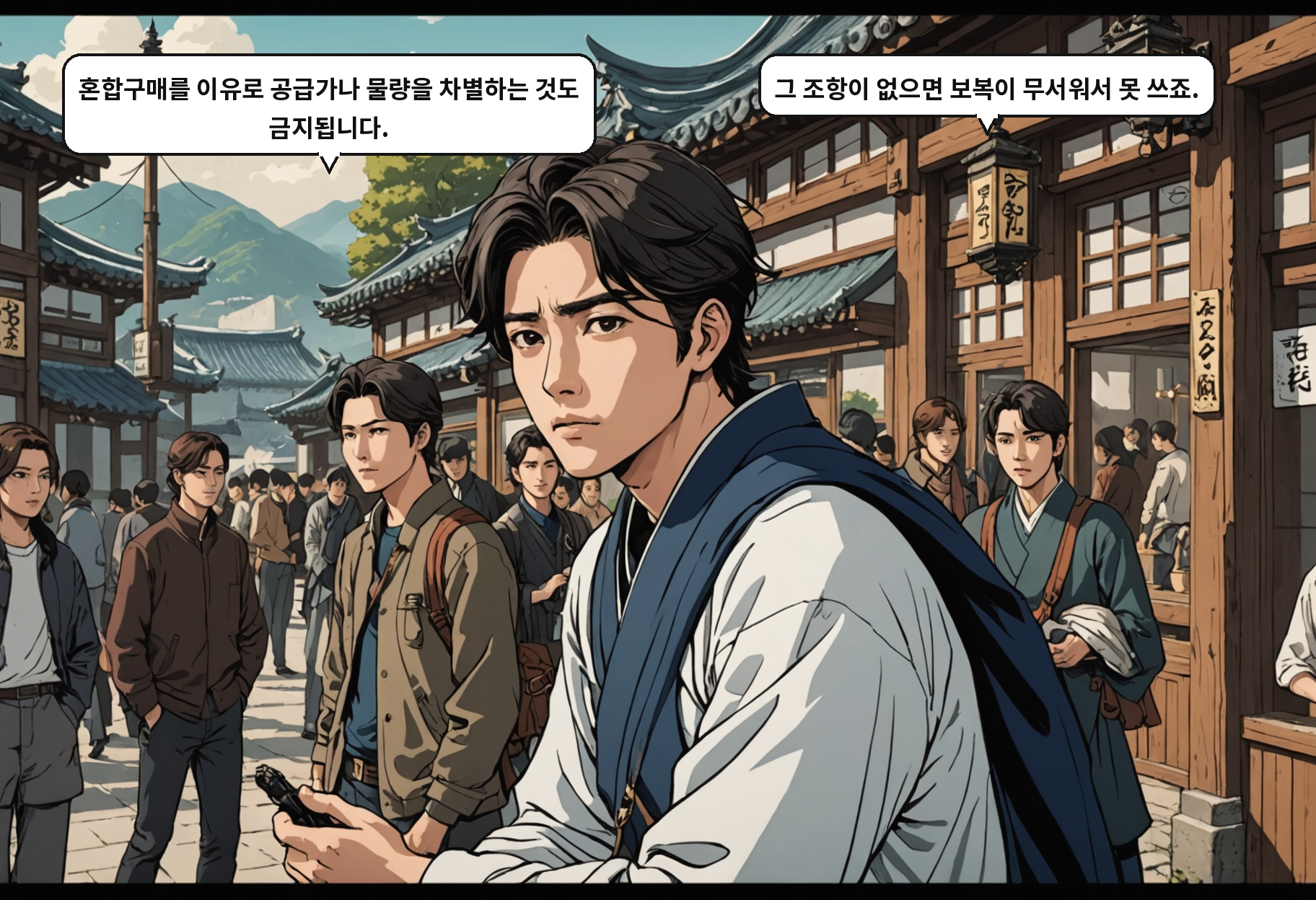 B: 혼합구매를 이유로 공급가나 물량을 차별하는 것도 금지됩니다. A: 그 조항이 없으면 보복이 무서워서 못 쓰죠.