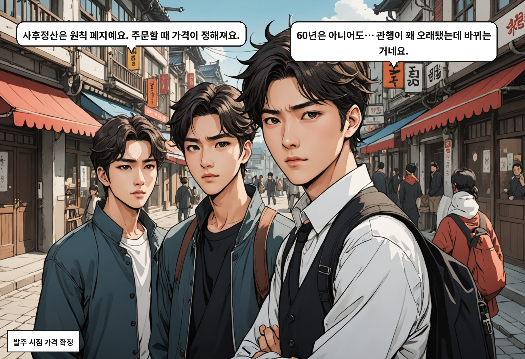 B: 사후정산은 원칙 폐지예요. 주문할 때 가격이 정해져요. A: 60년은 아니어도… 관행이 꽤 오래됐는데 바뀌는 거네요.