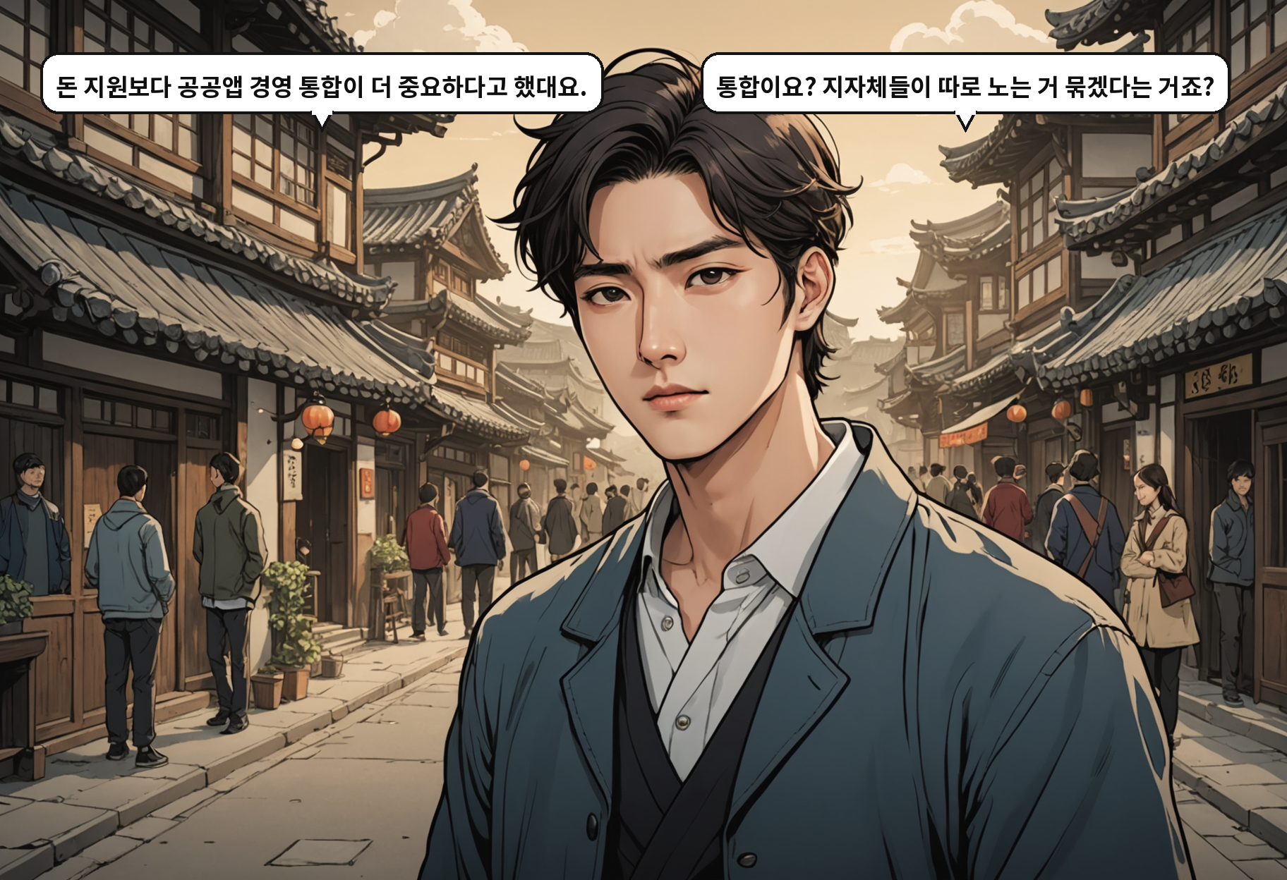 B: 돈 지원보다 공공앱 경영 통합이 더 중요하다고 했대요. A: 통합이요? 지자체들이 따로 노는 거 묶겠다는 거죠?