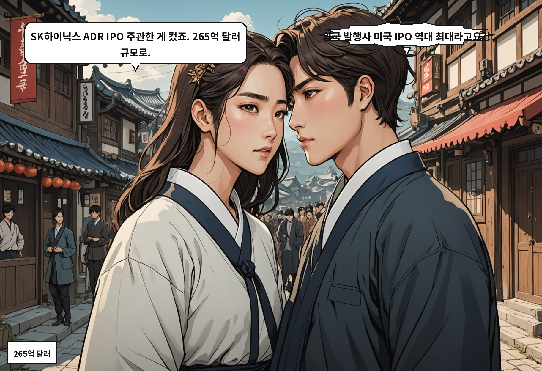 A: SK하이닉스 ADR IPO 주관한 게 컸죠. 265억 달러 규모로. B: 외국 발행사 미국 IPO 역대 최대라고요?!