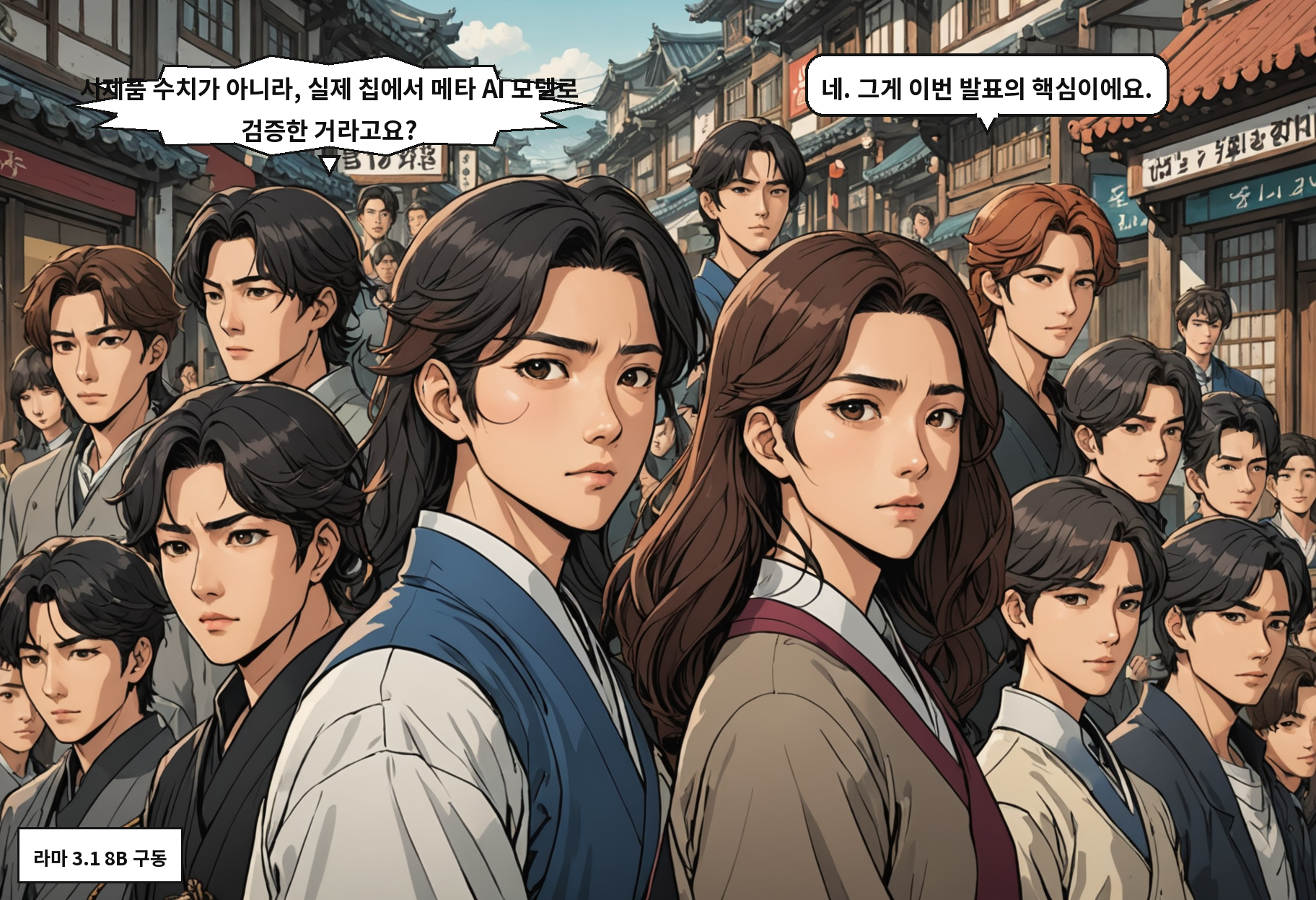 A: 시제품 수치가 아니라, 실제 칩에서 메타 AI 모델로 검증한 거라고요? B: 네. 그게 이번 발표의 핵심이에요.