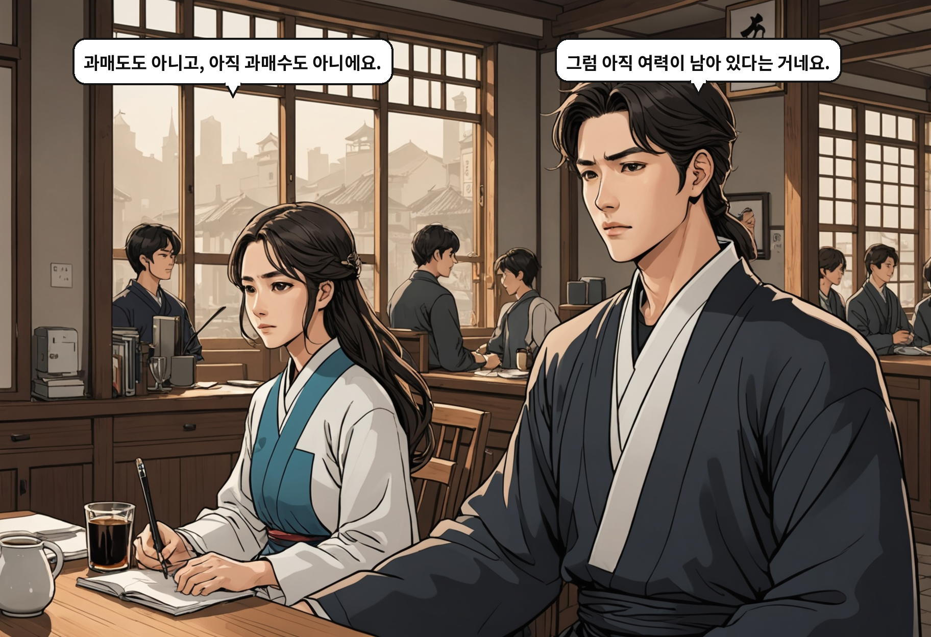 A: 과매도도 아니고, 아직 과매수도 아니에요. B: 그럼 아직 여력이 남아 있다는 거네요.