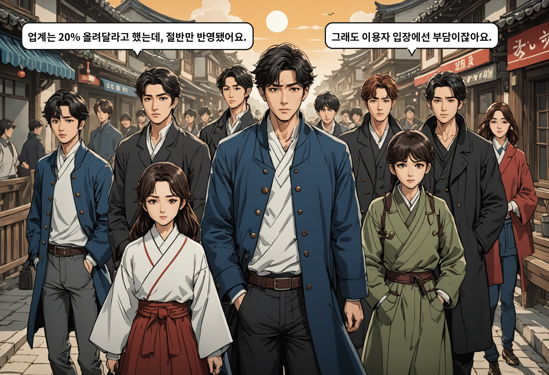 B: 업계는 20% 올려달라고 했는데, 절반만 반영됐어요. A: 그래도 이용자 입장에선 부담이잖아요.
