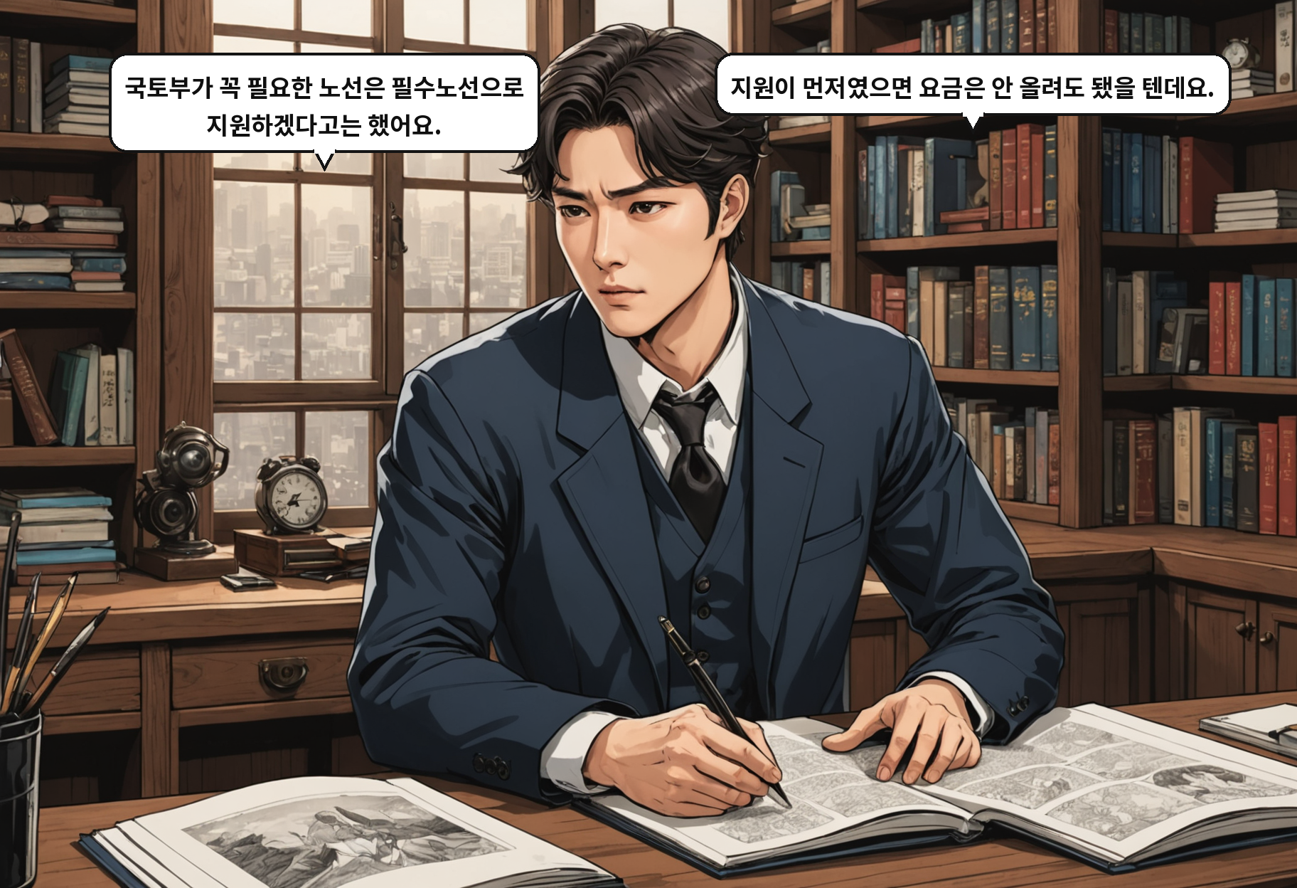 B: 국토부가 꼭 필요한 노선은 필수노선으로 지원하겠다고는 했어요. A: 지원이 먼저였으면 요금은 안 올려도 됐을 텐데요.