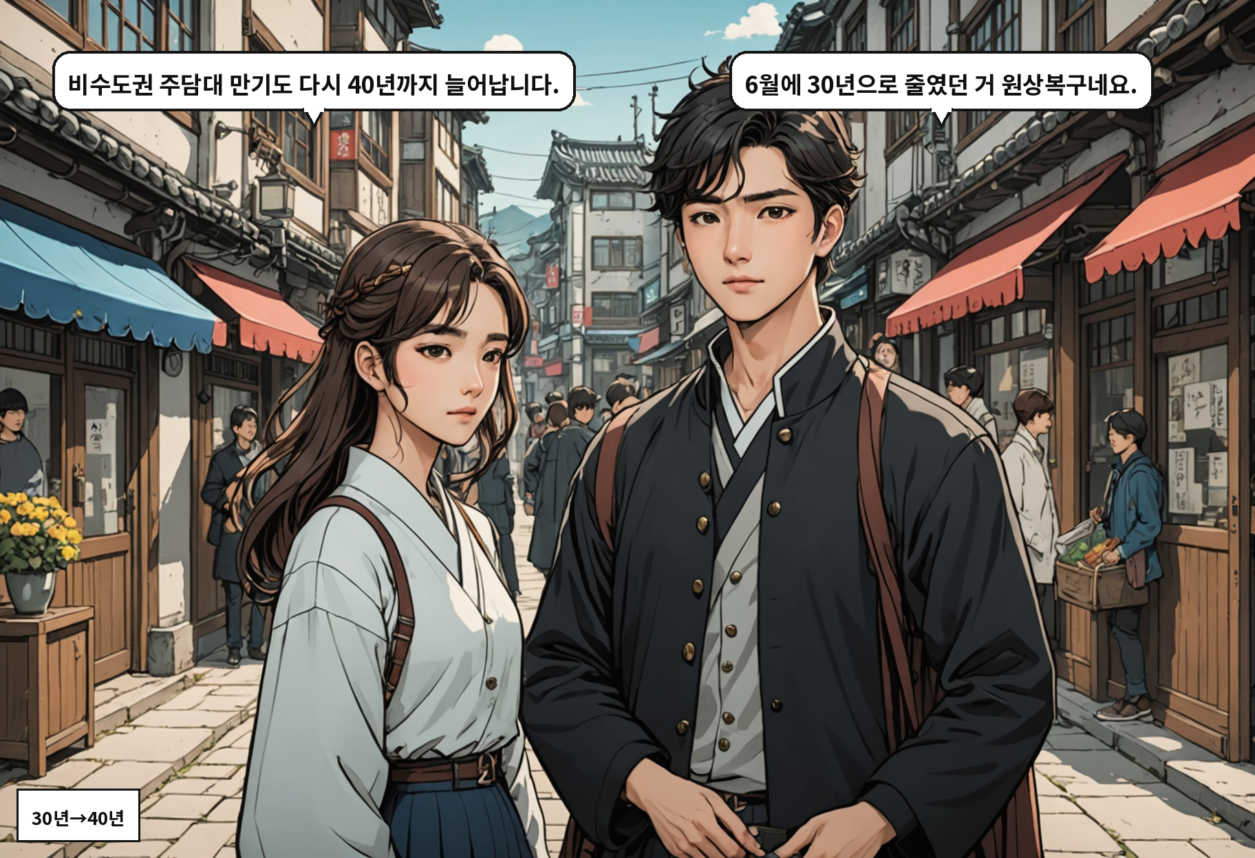 B: 비수도권 주담대 만기도 다시 40년까지 늘어납니다. A: 6월에 30년으로 줄였던 거 원상복구네요.