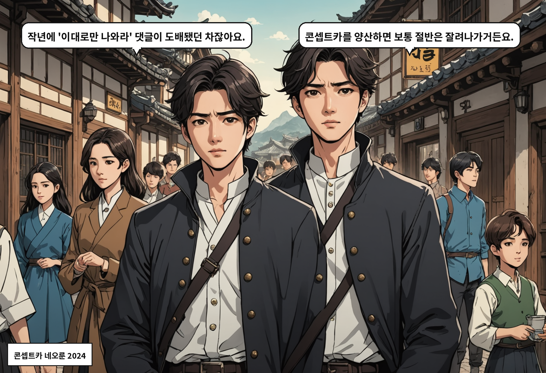A: 작년에 '이대로만 나와라' 댓글이 도배됐던 차잖아요. B: 콘셉트카를 양산하면 보통 절반은 잘려나가거든요.