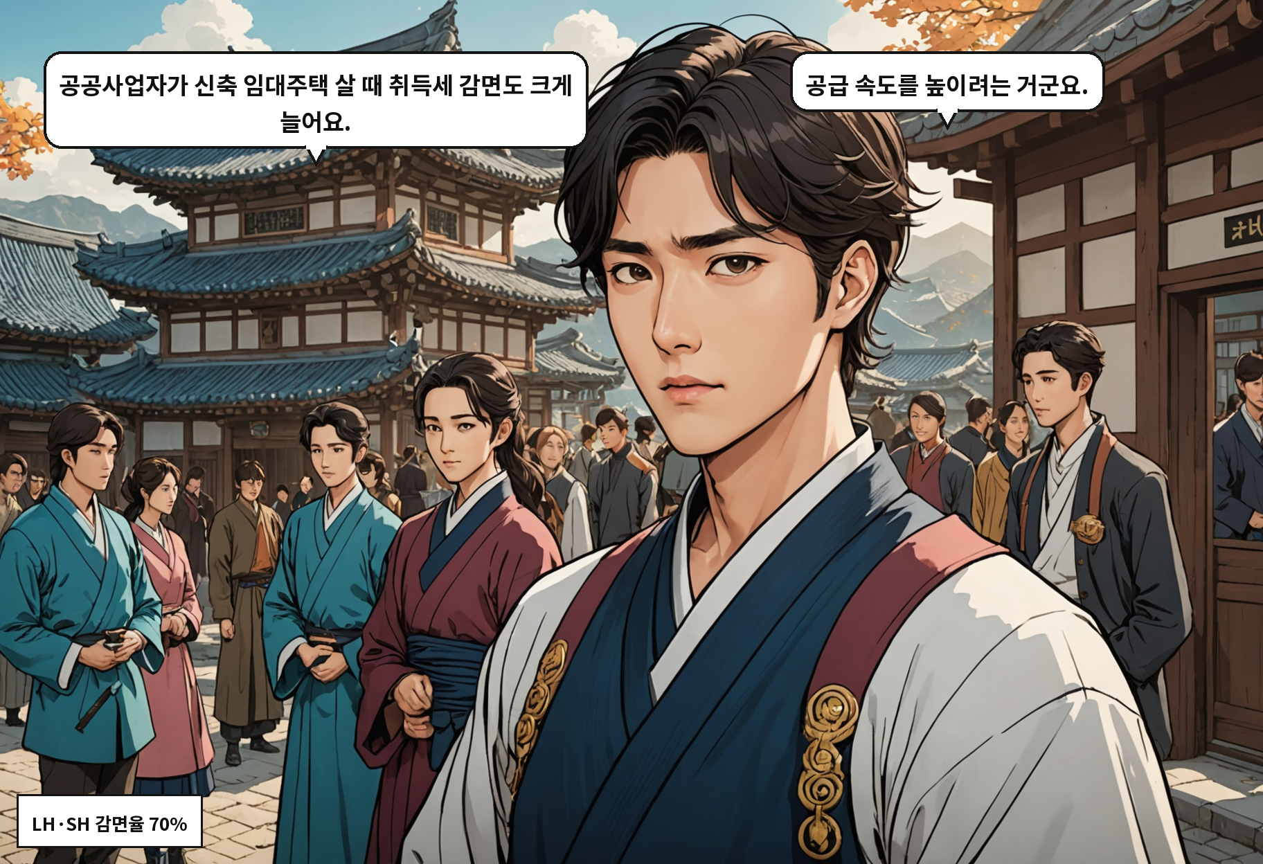 B: 공공사업자가 신축 임대주택 살 때 취득세 감면도 크게 늘어요. A: 공급 속도를 높이려는 거군요.
