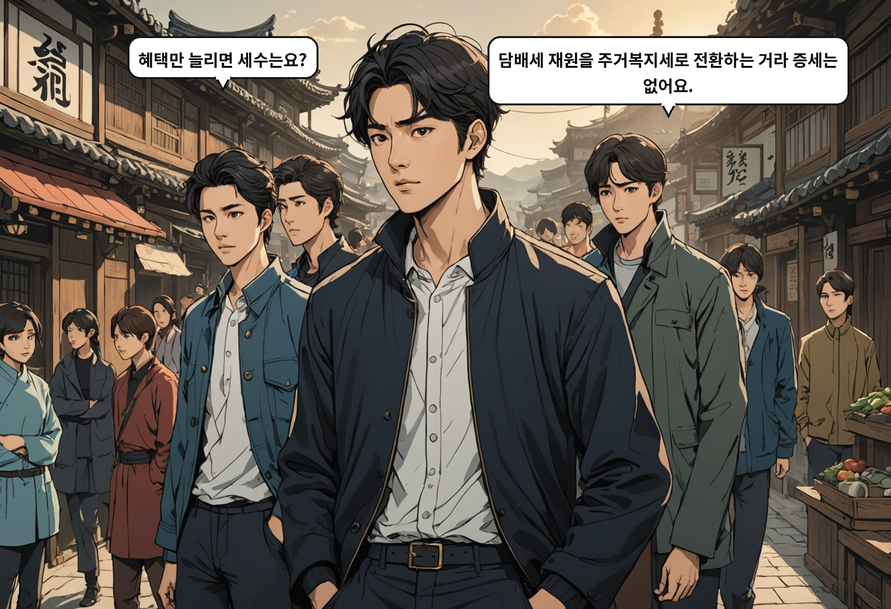 A: 혜택만 늘리면 세수는요? B: 담배세 재원을 주거복지세로 전환하는 거라 증세는 없어요.