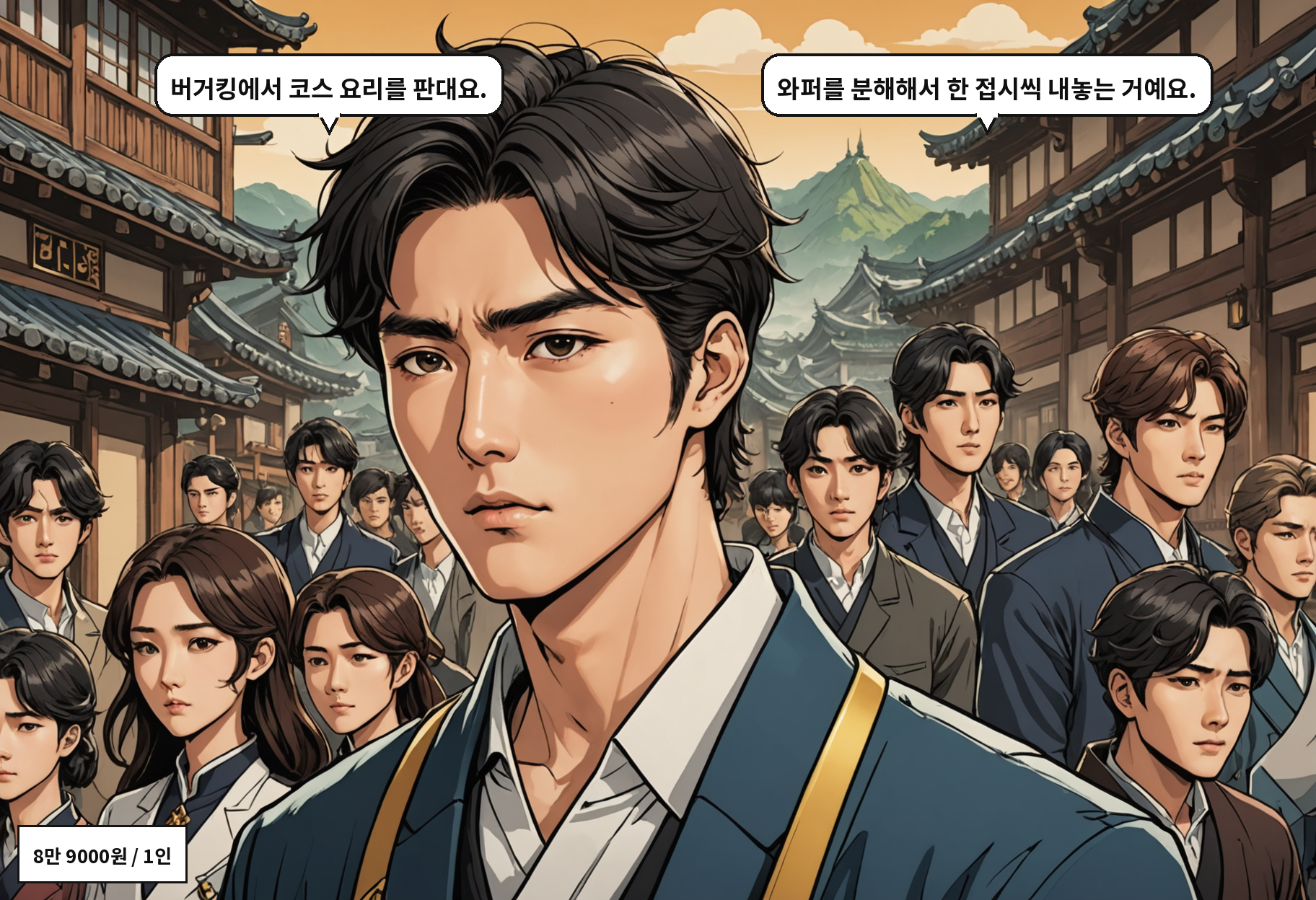 A: 버거킹에서 코스 요리를 판대요. B: 와퍼를 분해해서 한 접시씩 내놓는 거예요.