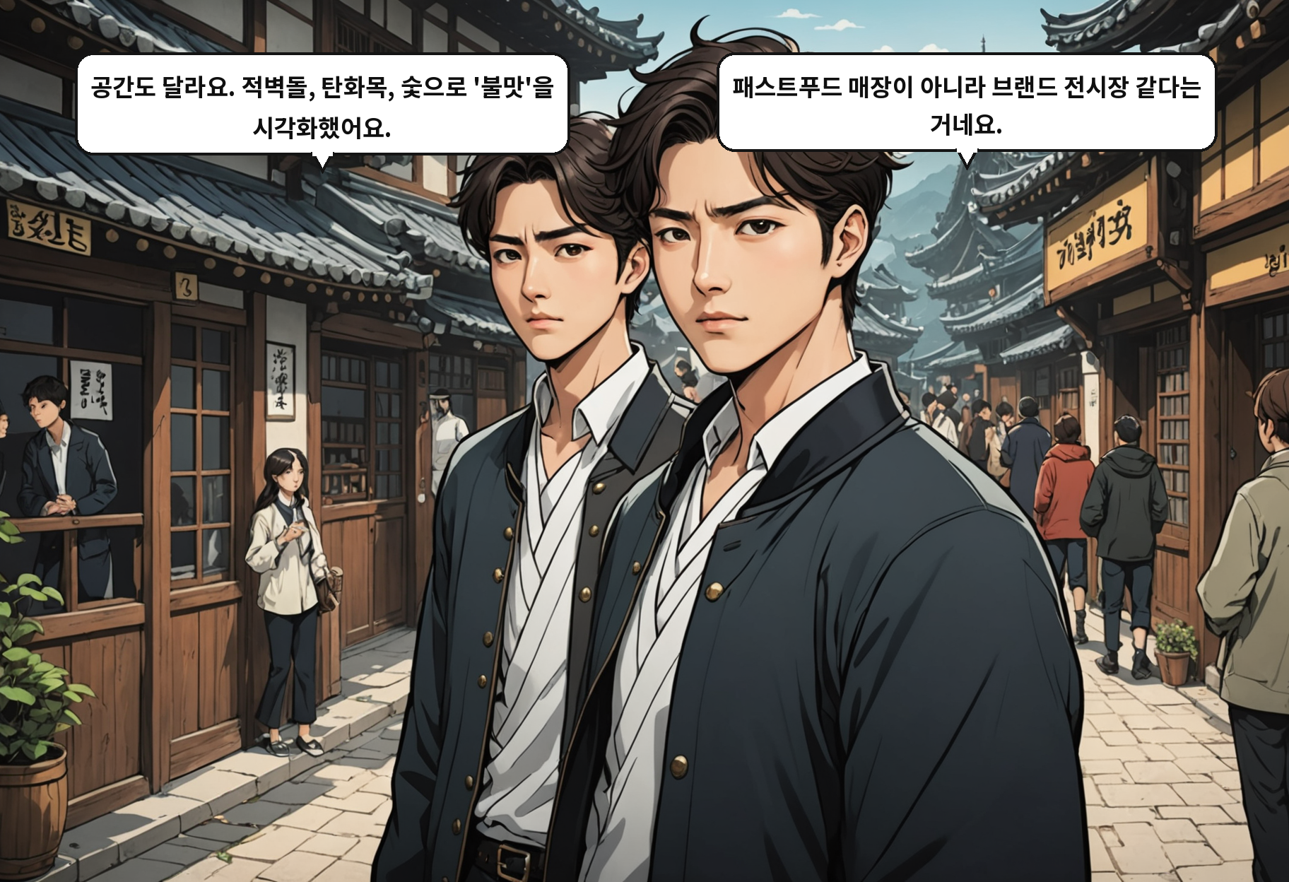 B: 공간도 달라요. 적벽돌, 탄화목, 숯으로 '불맛'을 시각화했어요. A: 패스트푸드 매장이 아니라 브랜드 전시장 같다는 거네요.