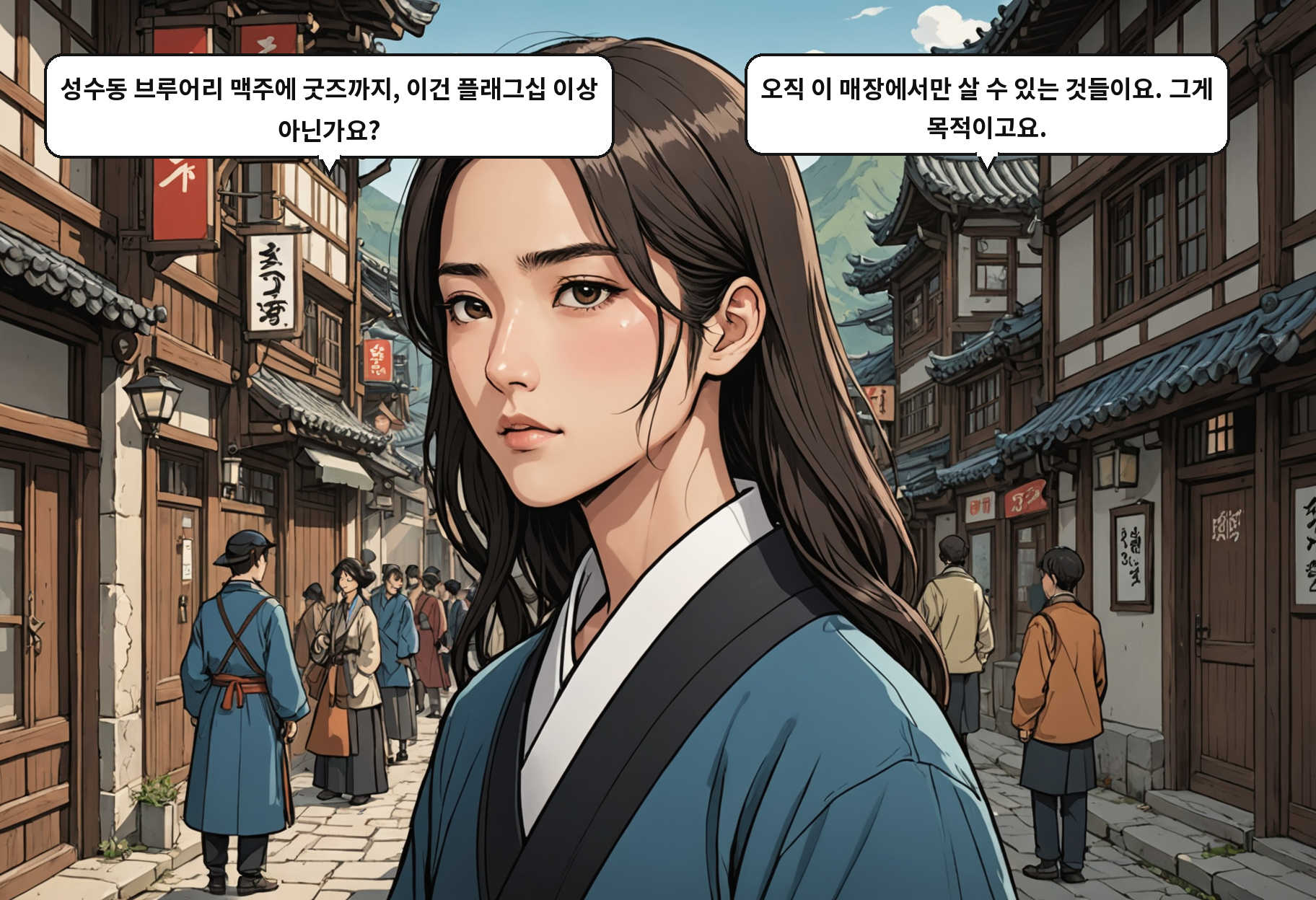 A: 성수동 브루어리 맥주에 굿즈까지, 이건 플래그십 이상 아닌가요? B: 오직 이 매장에서만 살 수 있는 것들이요. 그게 목적이고요.