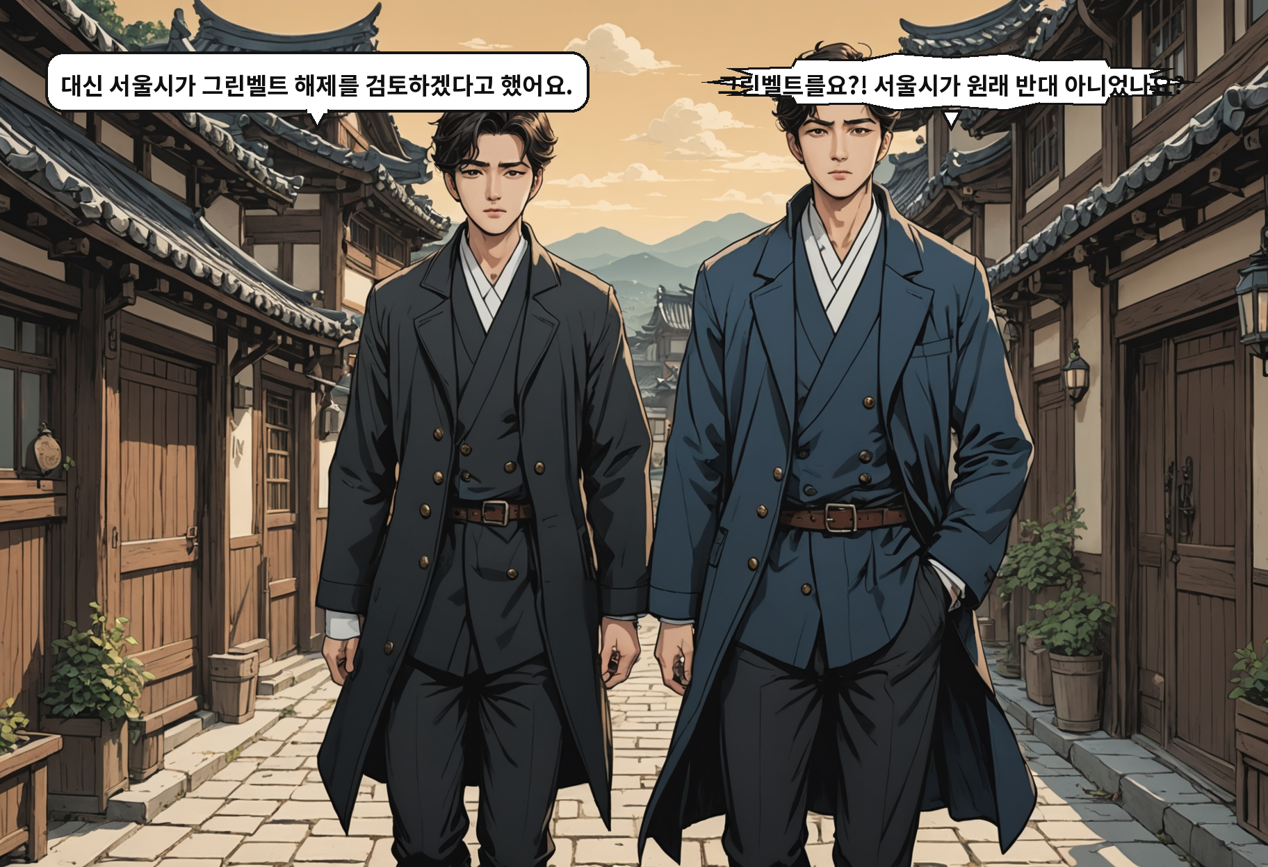 B: 대신 서울시가 그린벨트 해제를 검토하겠다고 했어요. A: 그린벨트를요?! 서울시가 원래 반대 아니었나요?