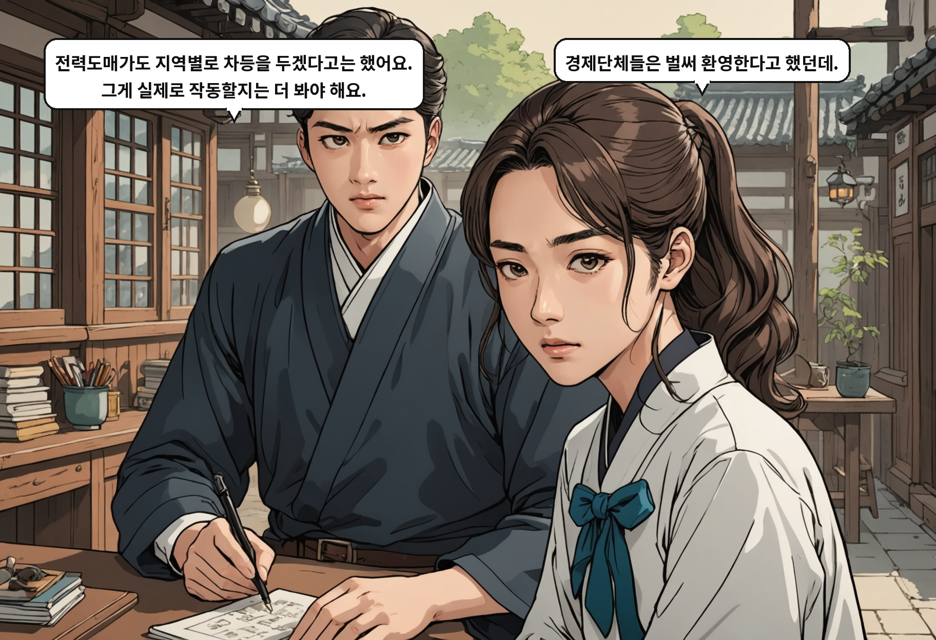 B: 전력도매가도 지역별로 차등을 두겠다고는 했어요. 그게 실제로 작동할지는 더 봐야 해요. A: 경제단체들은 벌써 환영한다고 했던데.
