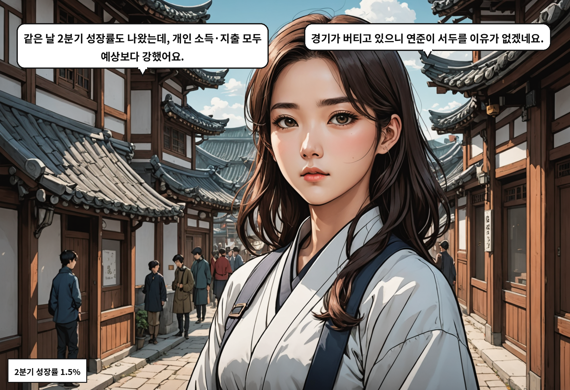 B: 같은 날 2분기 성장률도 나왔는데, 개인 소득·지출 모두 예상보다 강했어요. A: 경기가 버티고 있으니 연준이 서두를 이유가 없겠네요.