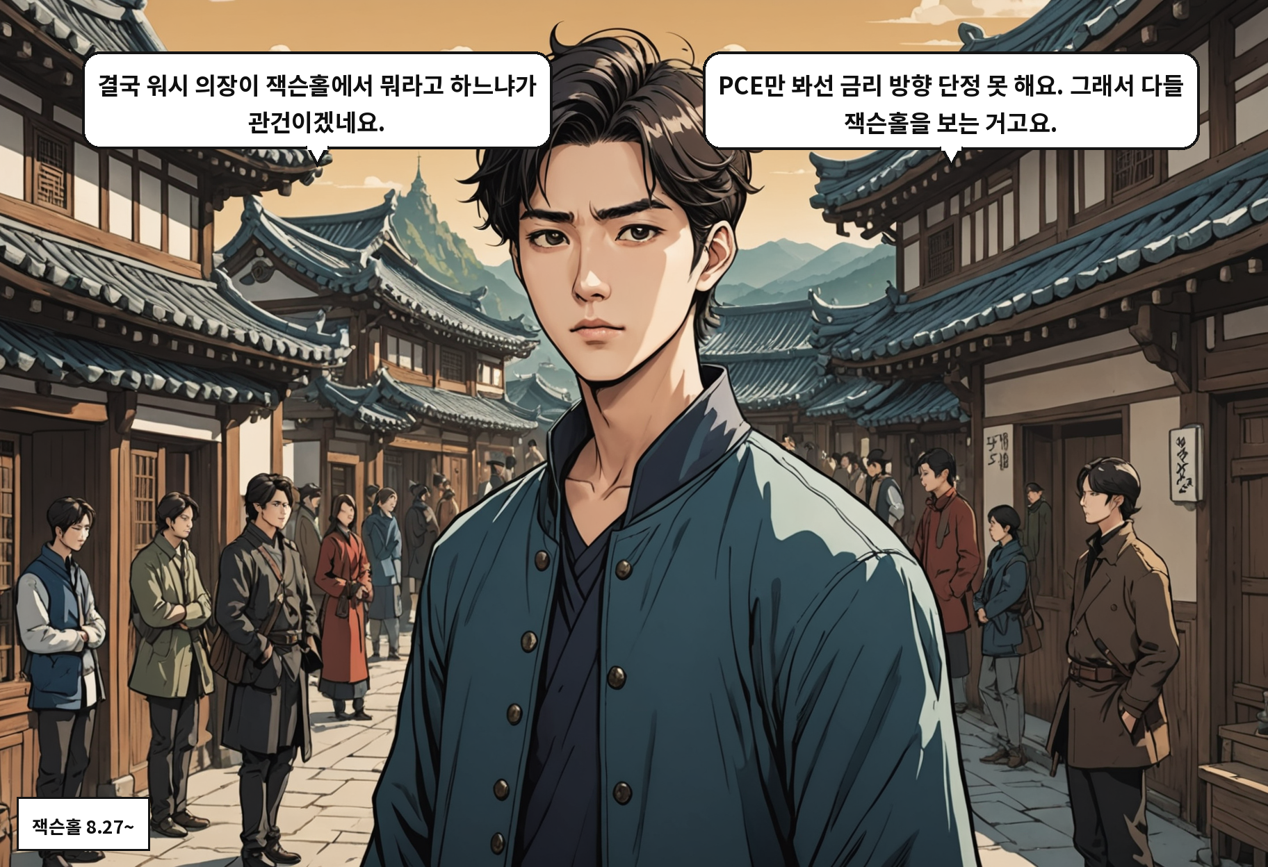 A: 결국 워시 의장이 잭슨홀에서 뭐라고 하느냐가 관건이겠네요. B: PCE만 봐선 금리 방향 단정 못 해요. 그래서 다들 잭슨홀을 보는 거고요.