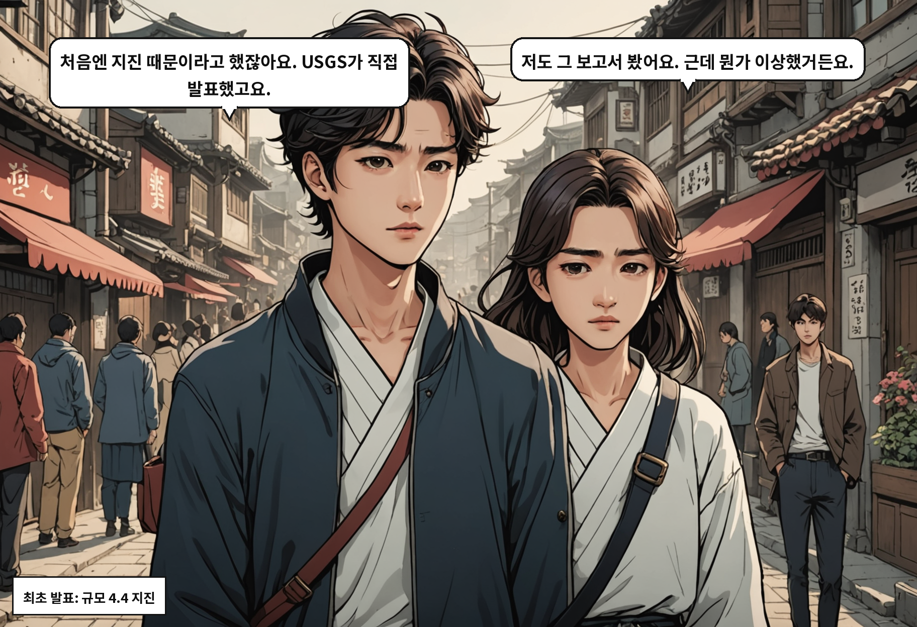 A: 처음엔 지진 때문이라고 했잖아요. USGS가 직접 발표했고요. B: 저도 그 보고서 봤어요. 근데 뭔가 이상했거든요.