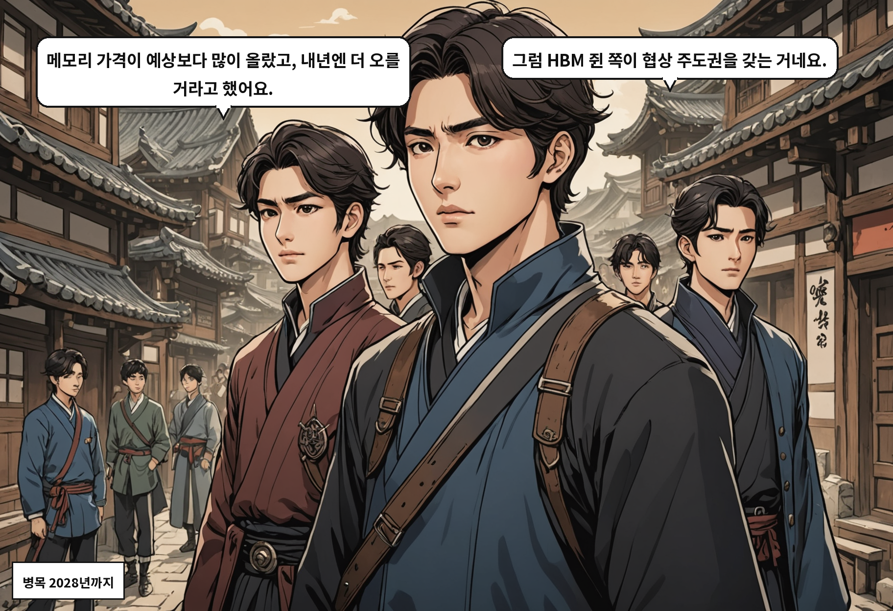 A: 메모리 가격이 예상보다 많이 올랐고, 내년엔 더 오를 거라고 했어요. B: 그럼 HBM 쥔 쪽이 협상 주도권을 갖는 거네요.