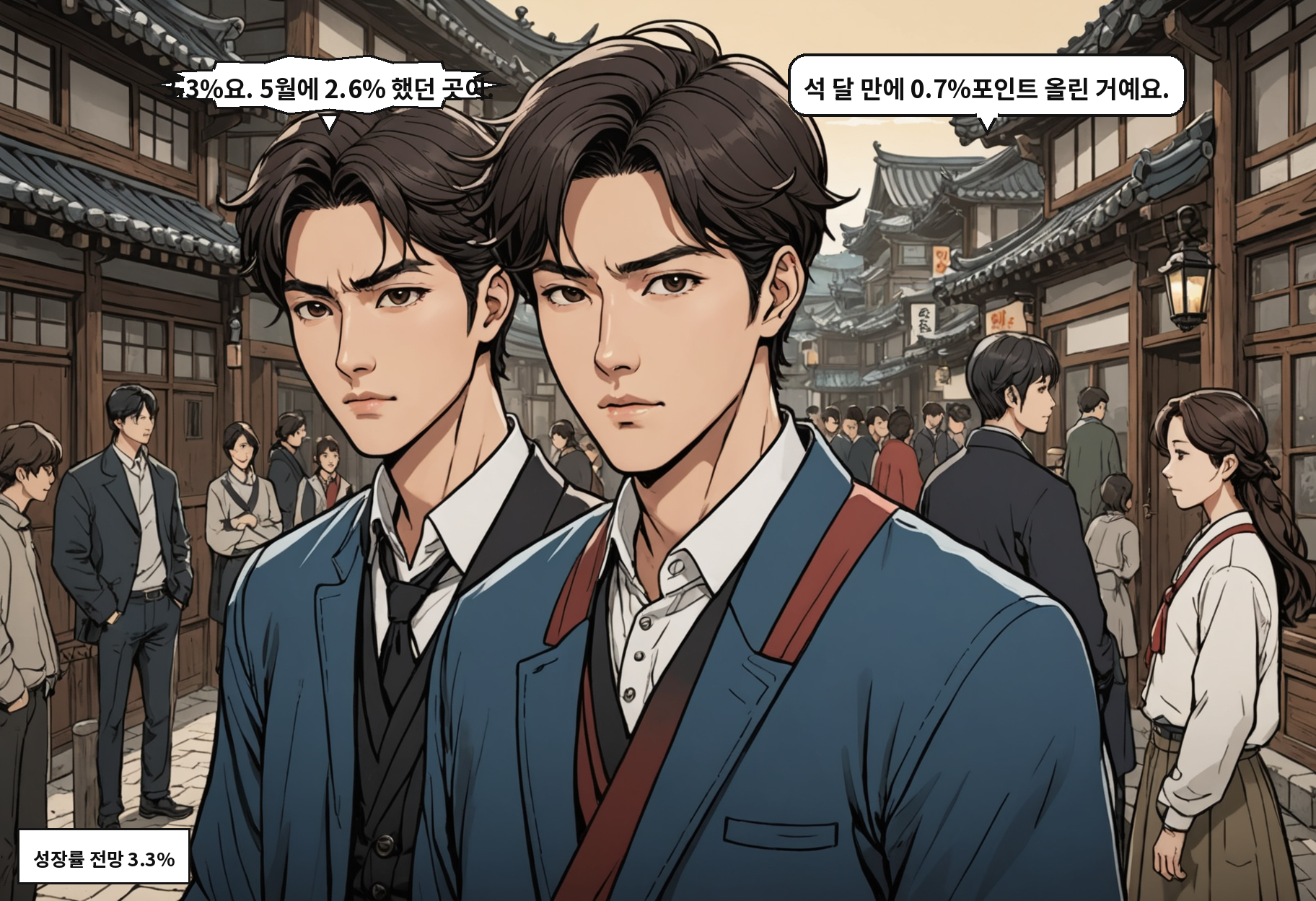 A: 3.3%요. 5월에 2.6% 했던 곳이. B: 석 달 만에 0.7%포인트 올린 거예요.