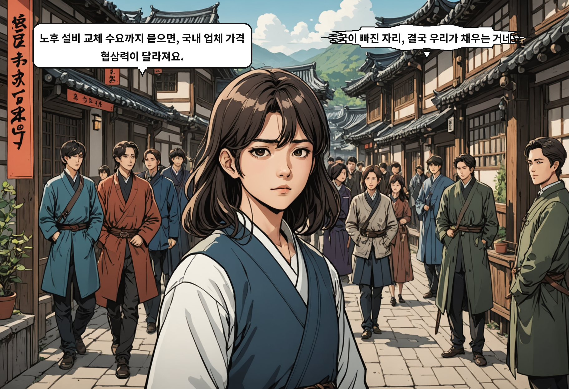A: 노후 설비 교체 수요까지 붙으면, 국내 업체 가격 협상력이 달라져요. B: 중국이 빠진 자리, 결국 우리가 채우는 거네요.