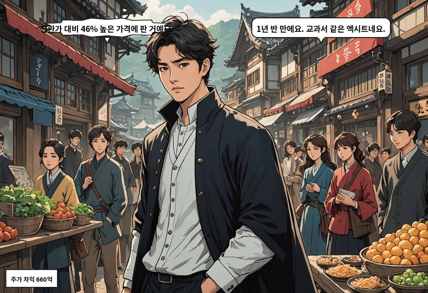 A: 전환가 대비 46% 높은 가격에 판 거예요. B: 1년 반 만에요. 교과서 같은 엑시트네요.