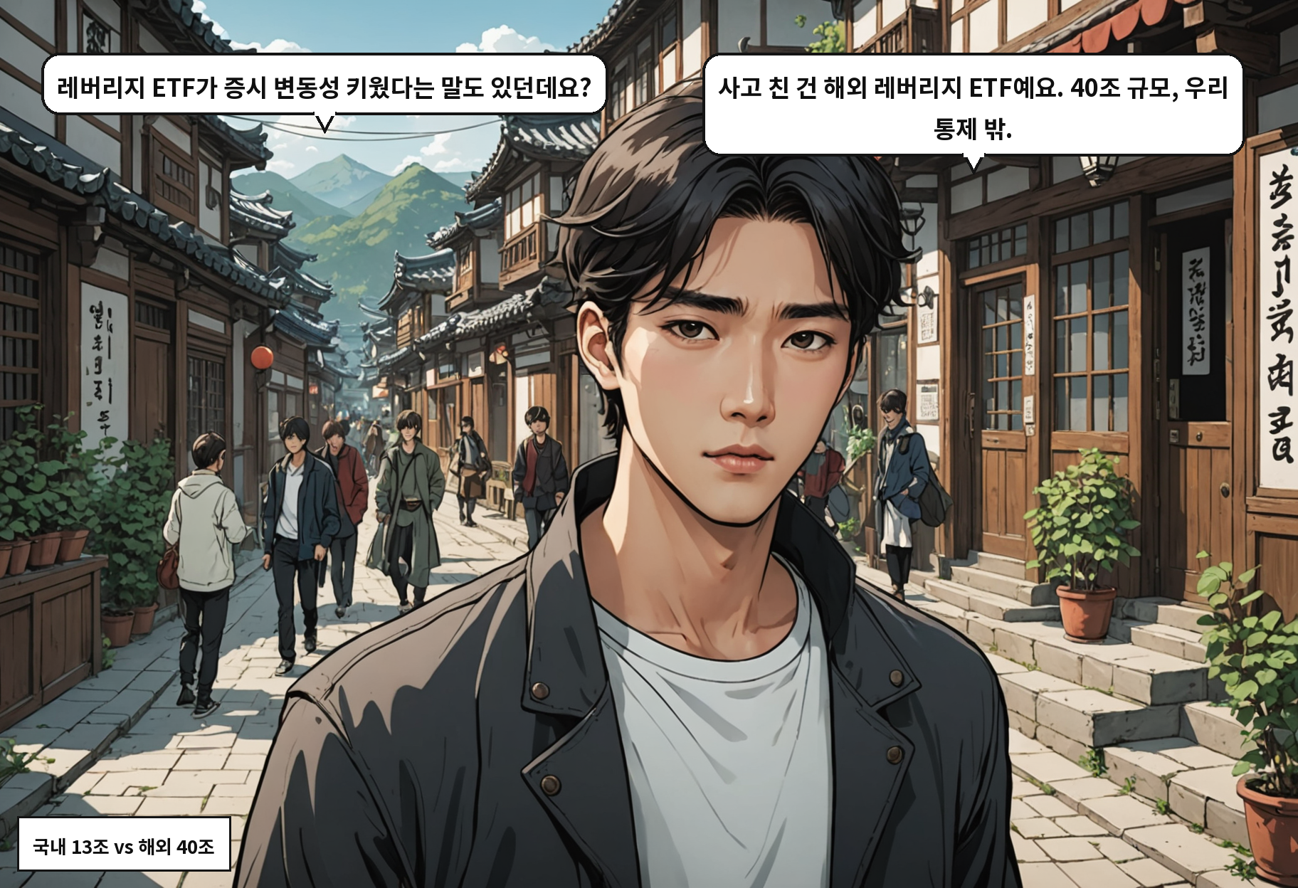 A: 레버리지 ETF가 증시 변동성 키웠다는 말도 있던데요? B: 사고 친 건 해외 레버리지 ETF예요. 40조 규모, 우리 통제 밖.