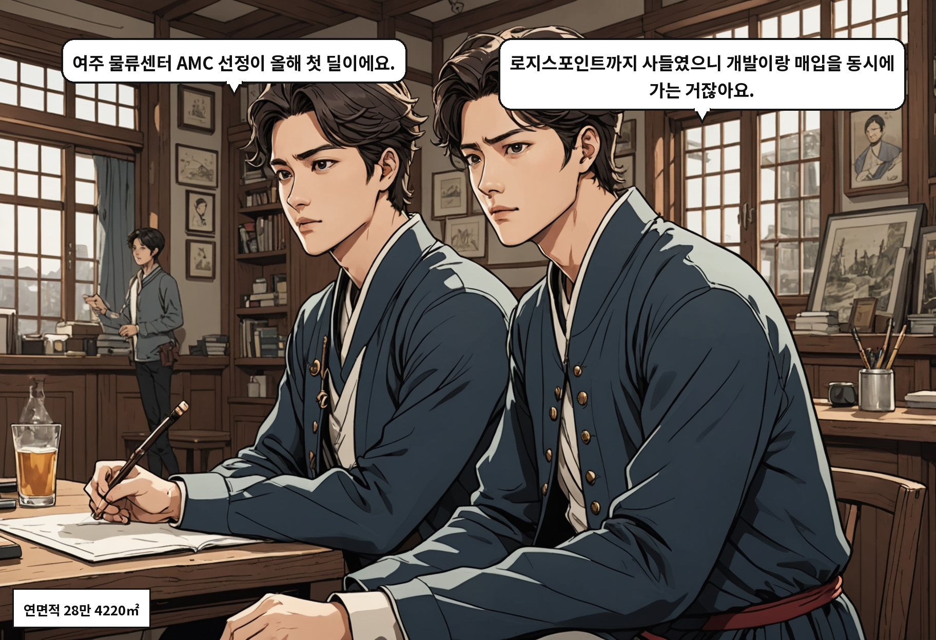 B: 여주 물류센터 AMC 선정이 올해 첫 딜이에요. A: 로지스포인트까지 사들였으니 개발이랑 매입을 동시에 가는 거잖아요.
