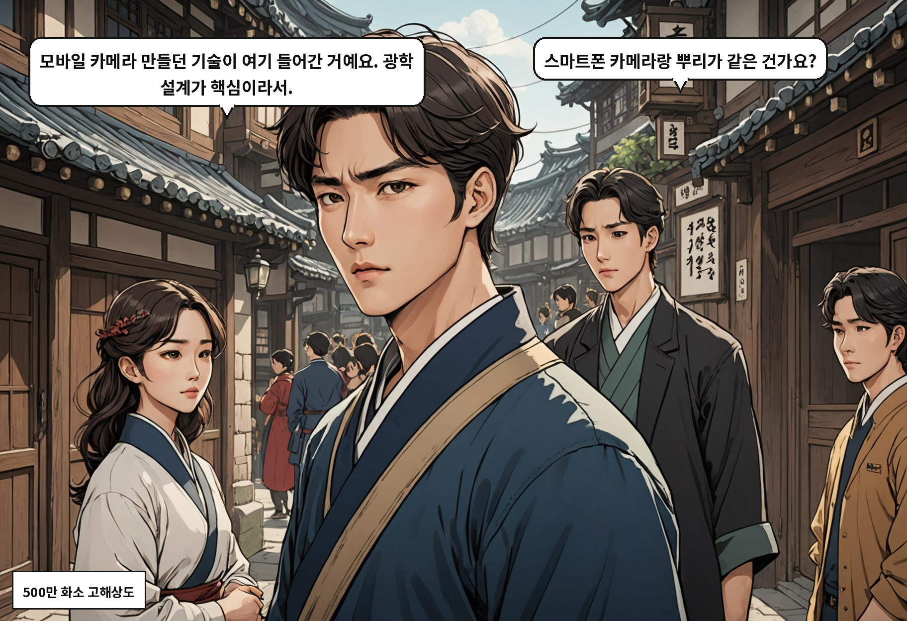B: 모바일 카메라 만들던 기술이 여기 들어간 거예요. 광학 설계가 핵심이라서. A: 스마트폰 카메라랑 뿌리가 같은 건가요?