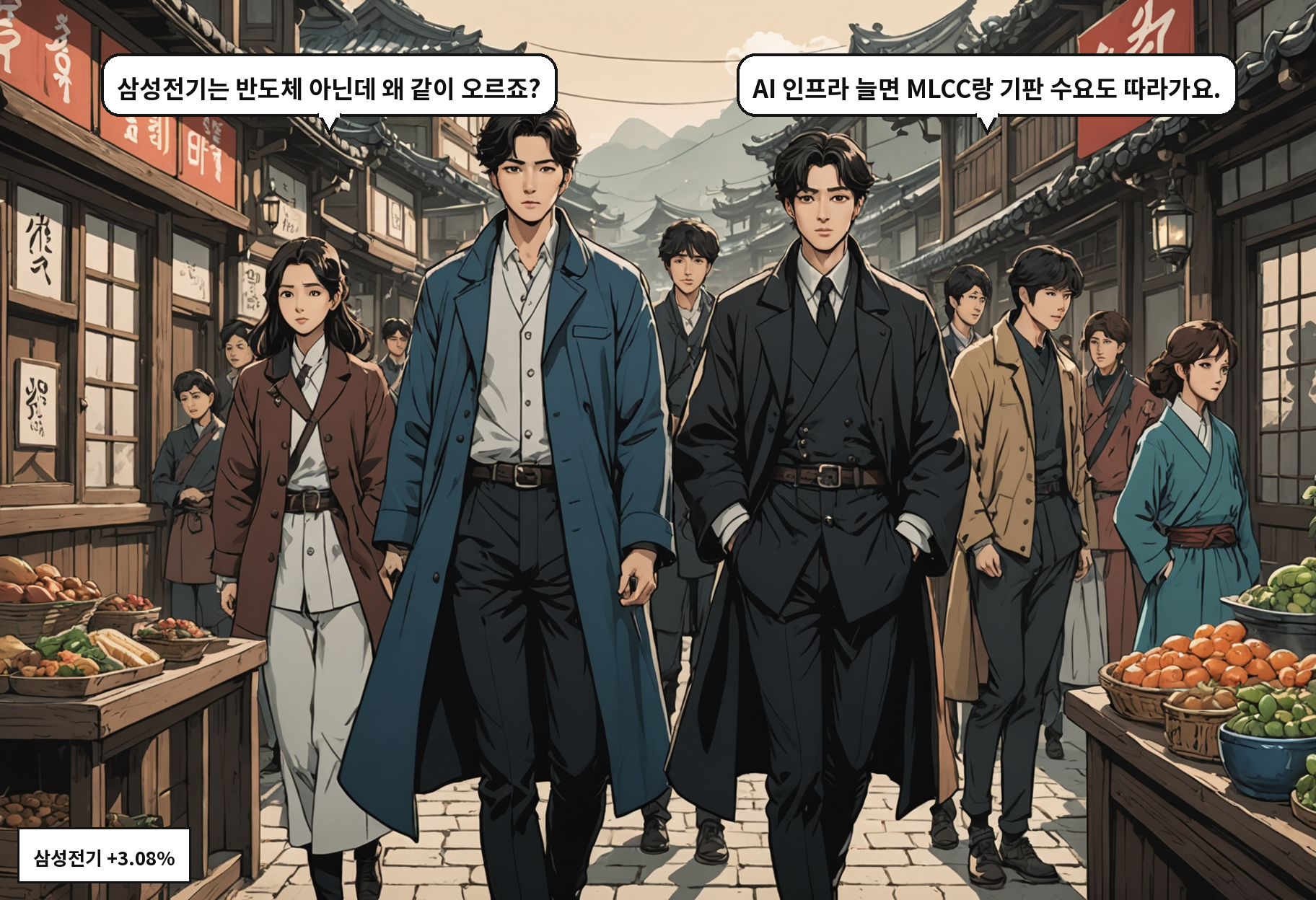 B: 삼성전기는 반도체 아닌데 왜 같이 오르죠? A: AI 인프라 늘면 MLCC랑 기판 수요도 따라가요.