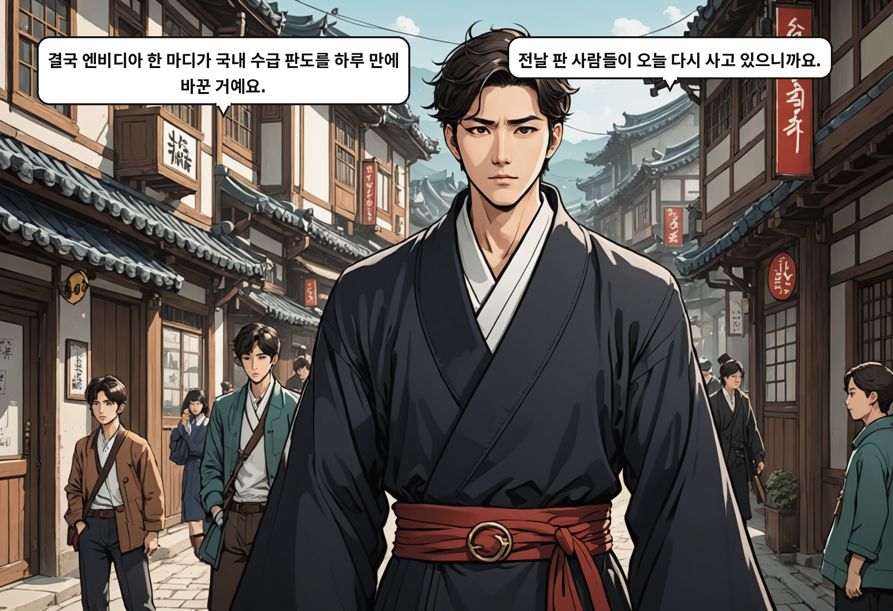 A: 결국 엔비디아 한 마디가 국내 수급 판도를 하루 만에 바꾼 거예요. B: 전날 판 사람들이 오늘 다시 사고 있으니까요.