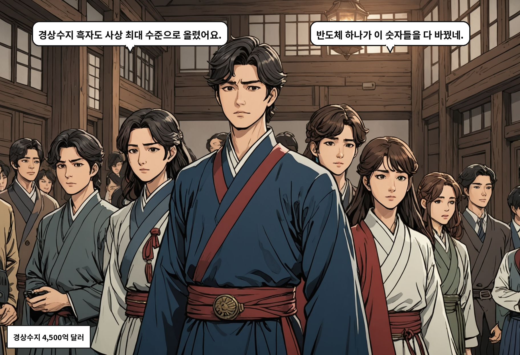 B: 경상수지 흑자도 사상 최대 수준으로 올렸어요. A: 반도체 하나가 이 숫자들을 다 바꿨네.